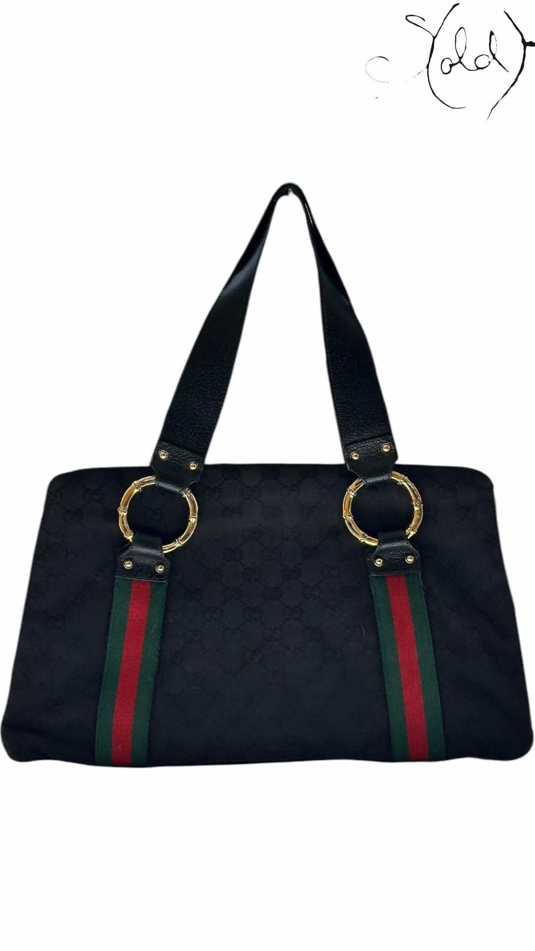 Gucci Vintage Monogram Web Handbag – 2000s Noir | Sold Attire - Sold Attire