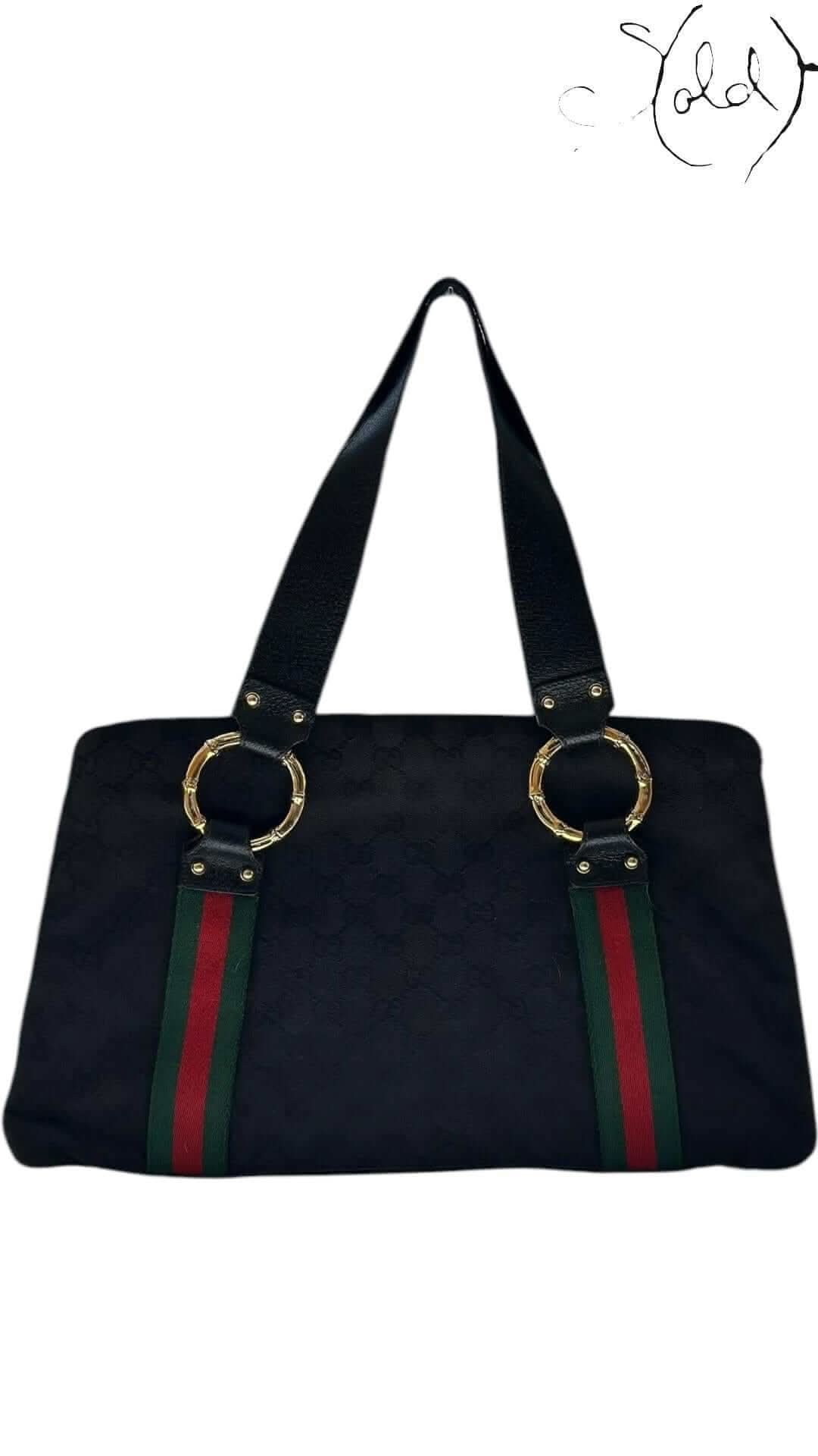 Gucci Vintage Monogram Web Handbag – 2000s Noir | Sold Attire - Sold Attire