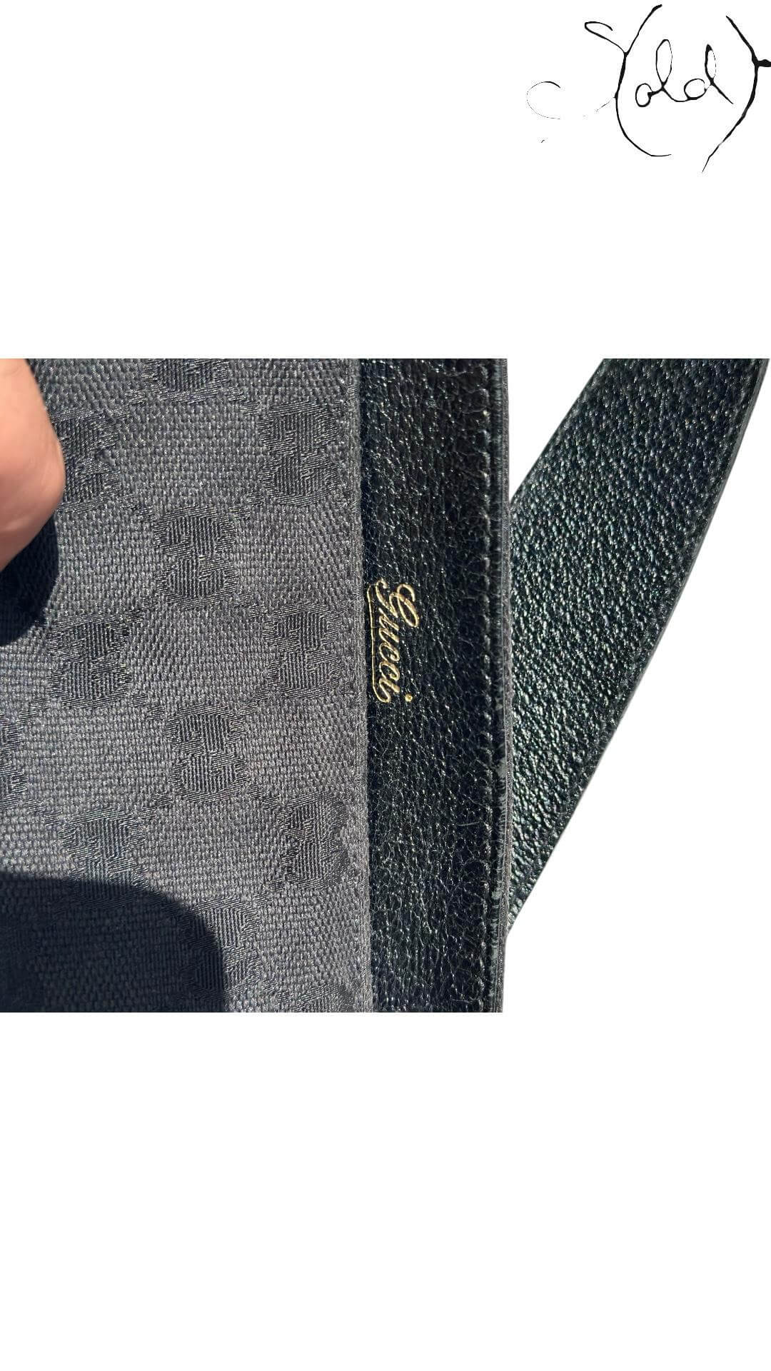 Gucci Vintage Monogram Web Handbag – 2000s Noir, Side view | Sold Attire