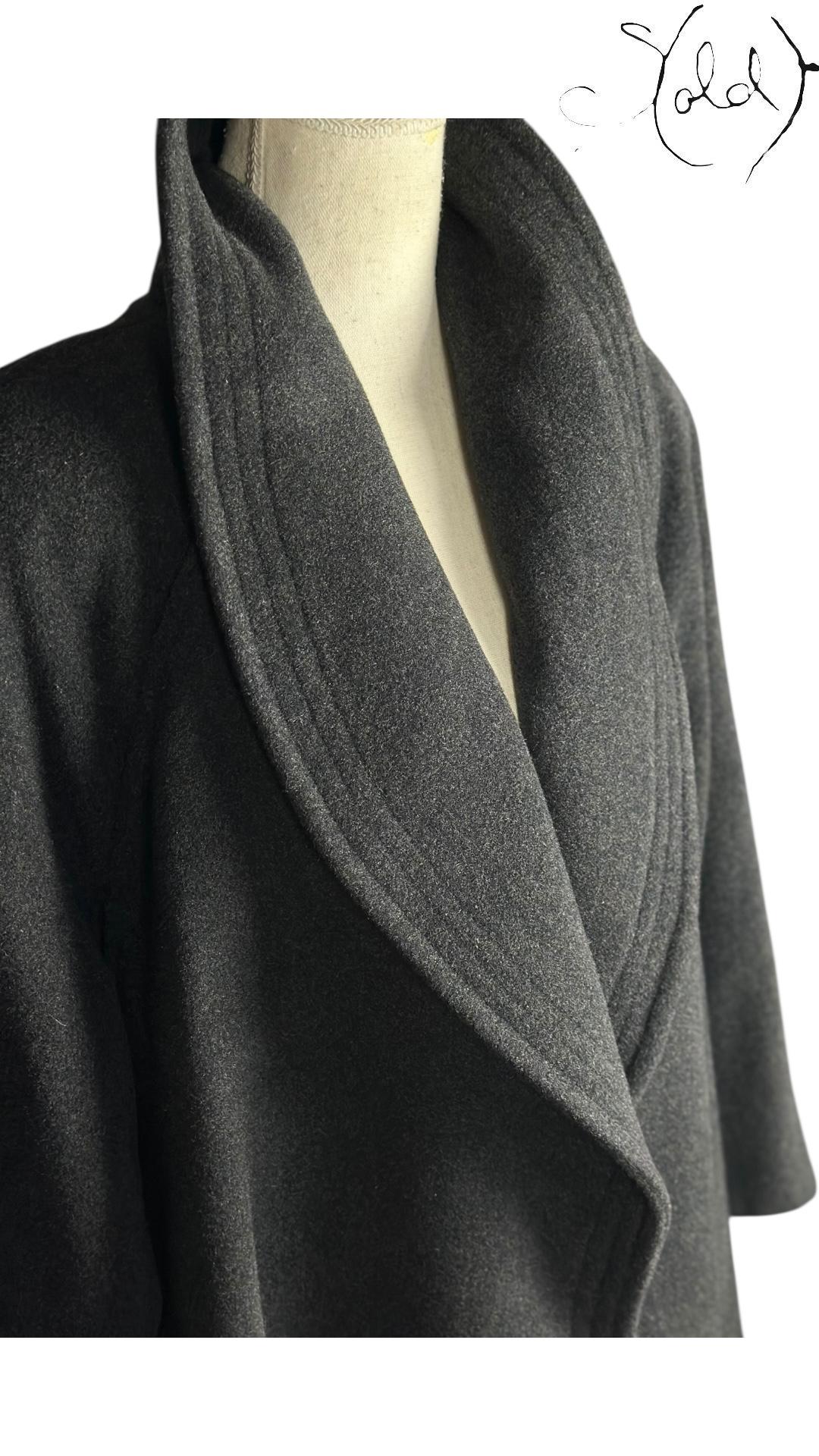 Gucci Wool Cape Coat Charcoal GG Monogram 1990s Size 42-44, Back view | Sold Attire