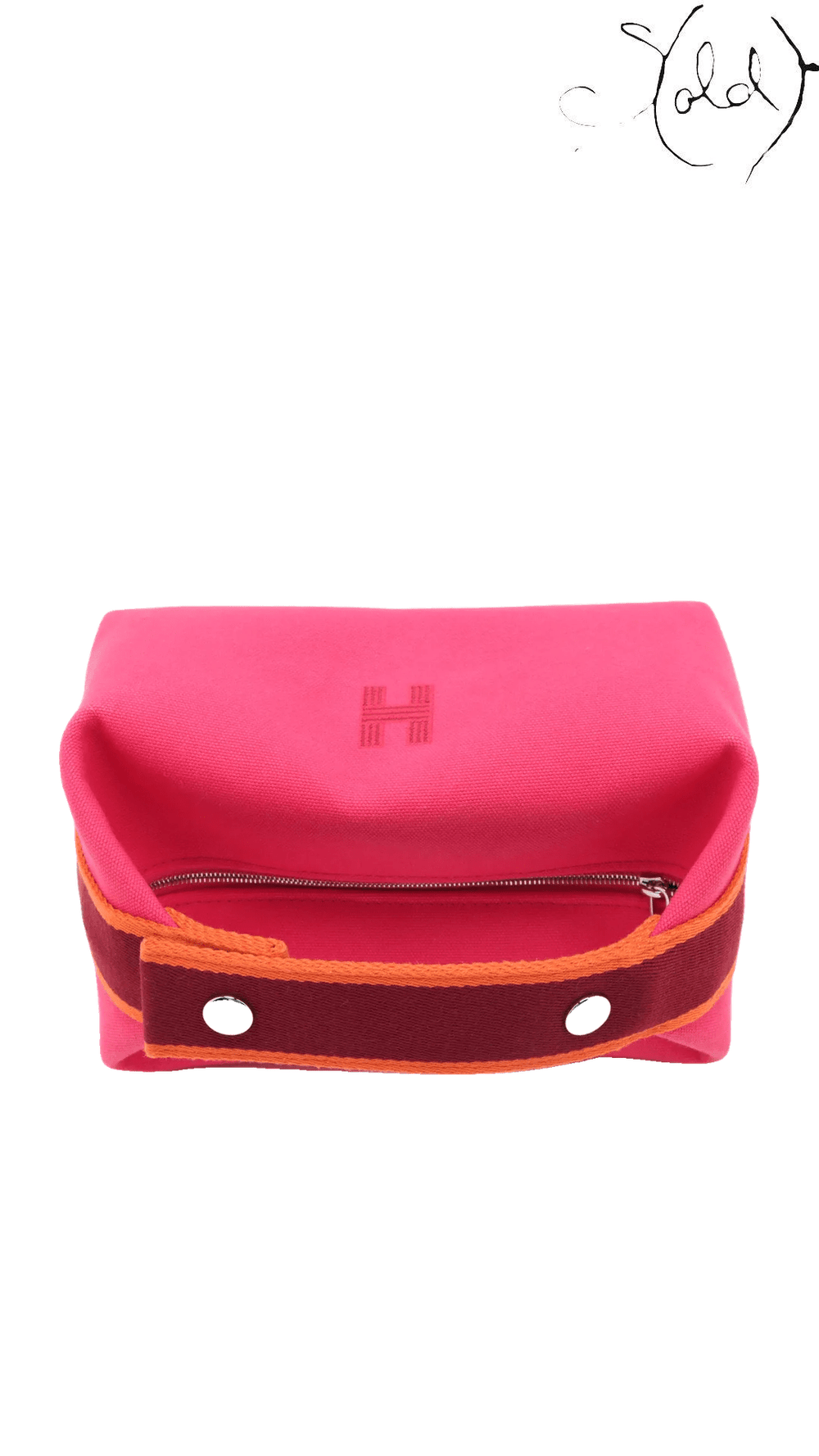 Hermès Bride-a-Brac PM pink canvas case: open interior