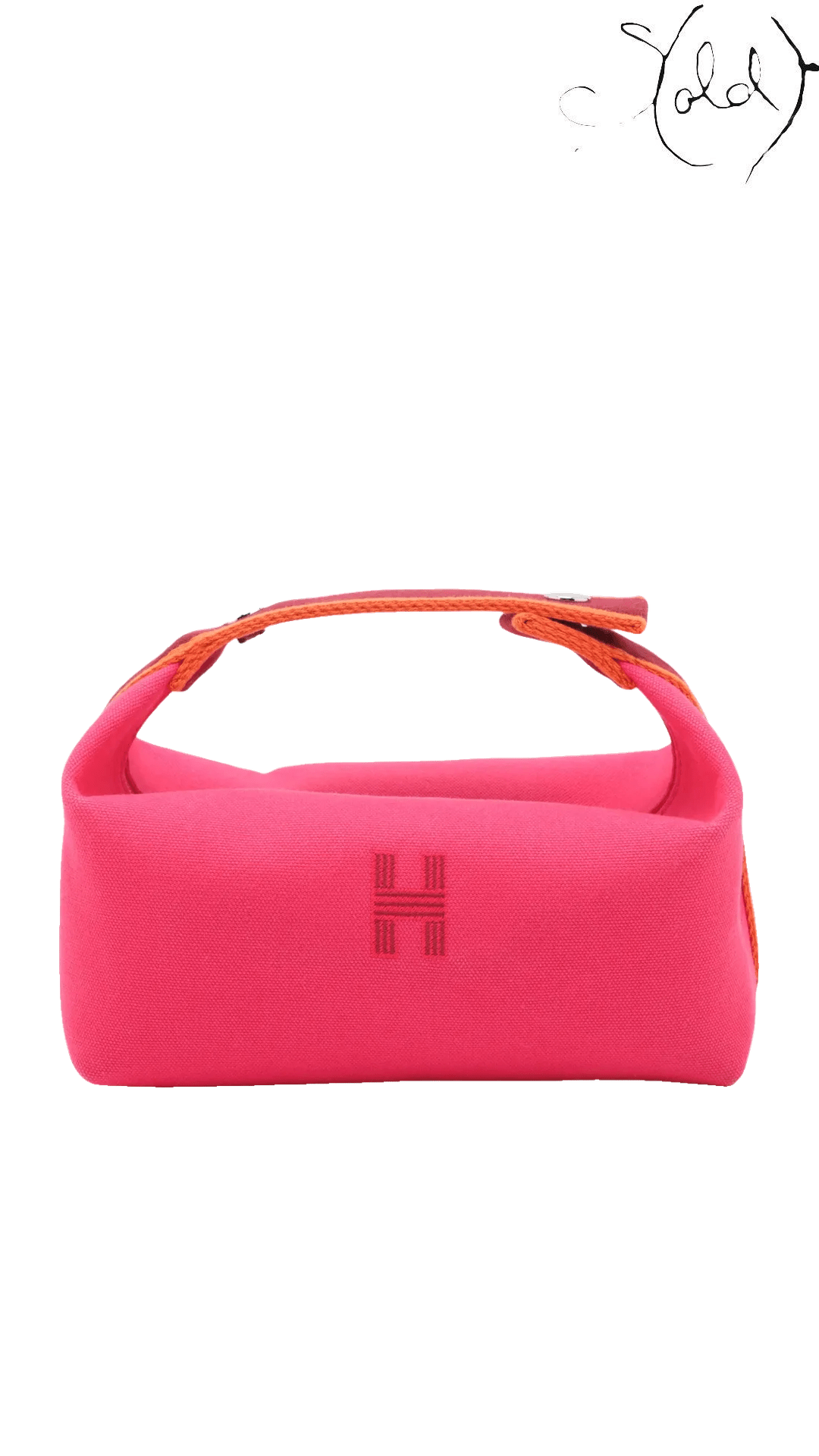 Hermès Bride-a-Brac PM pink canvas case: front view