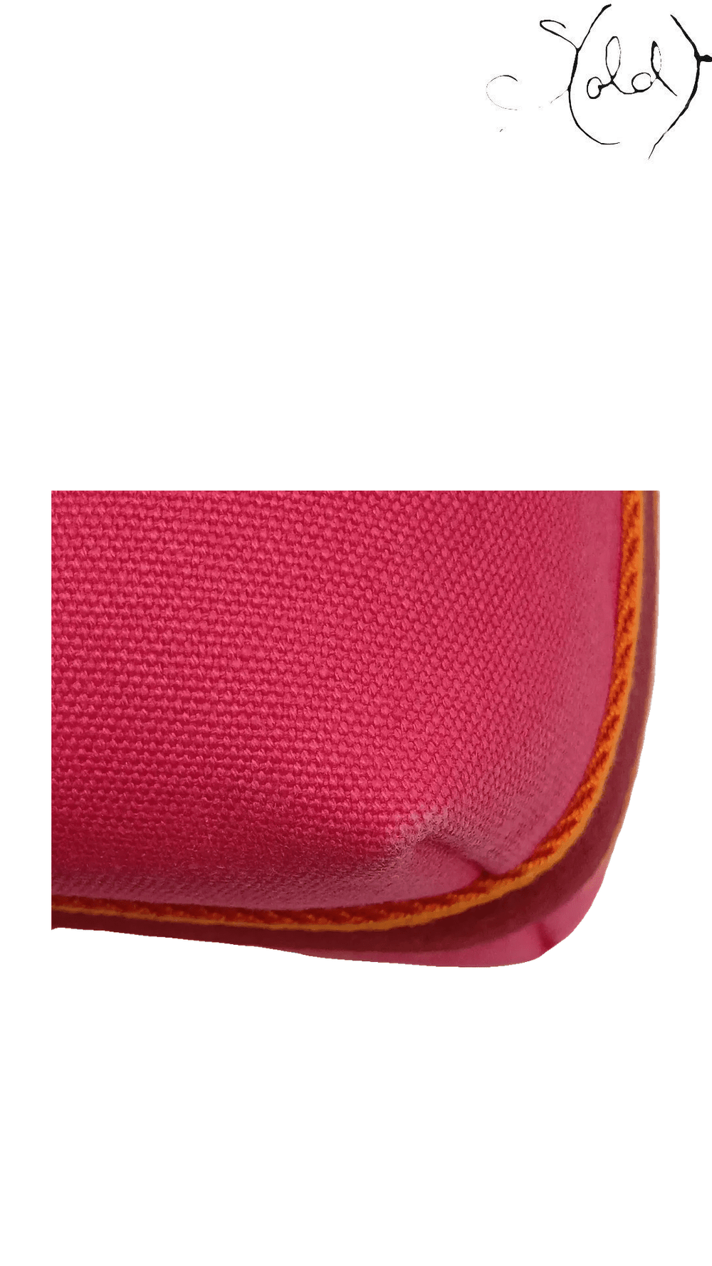 Hermès Bride-a-Brac PM pink canvas case: trim and corner detail