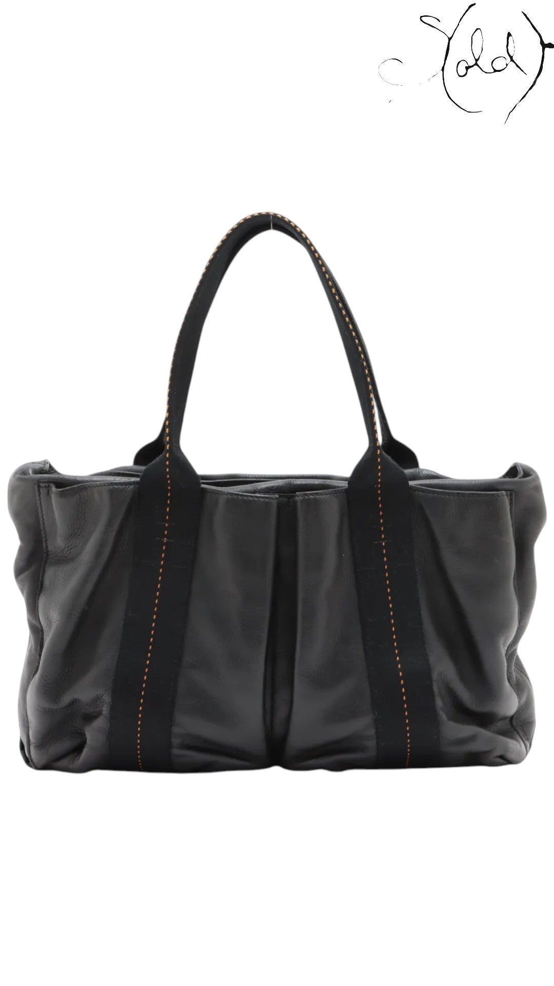 Sold Attire black Veau Derma leather Hermès Caravan Horizontal MM tote bag with silver hardware and contrast stitching.