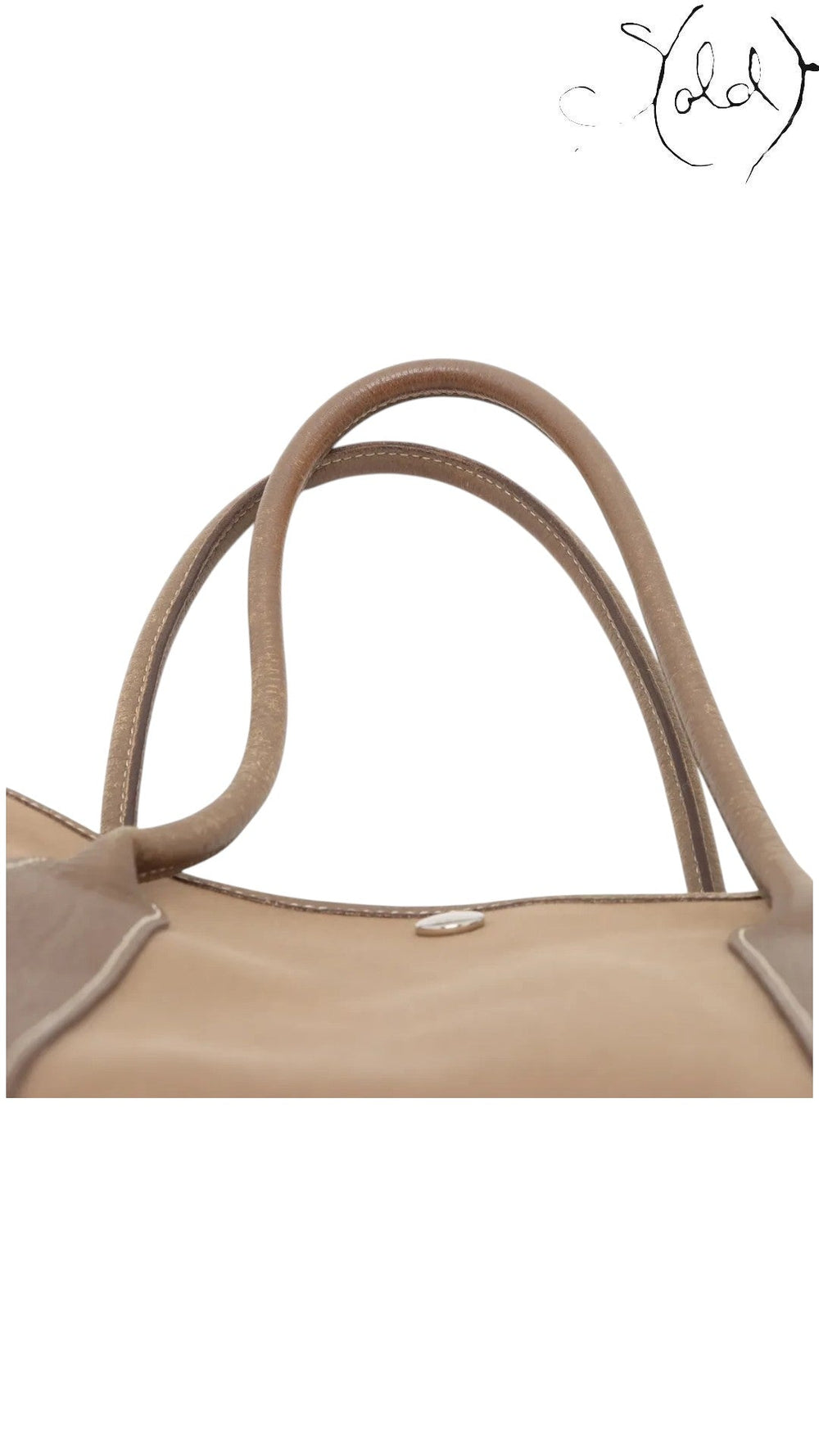 Sold Attire pre-owned Hermes Garden Party 36 PM tote in Etoupe Toile Officier canvas and Negonda leather handles.