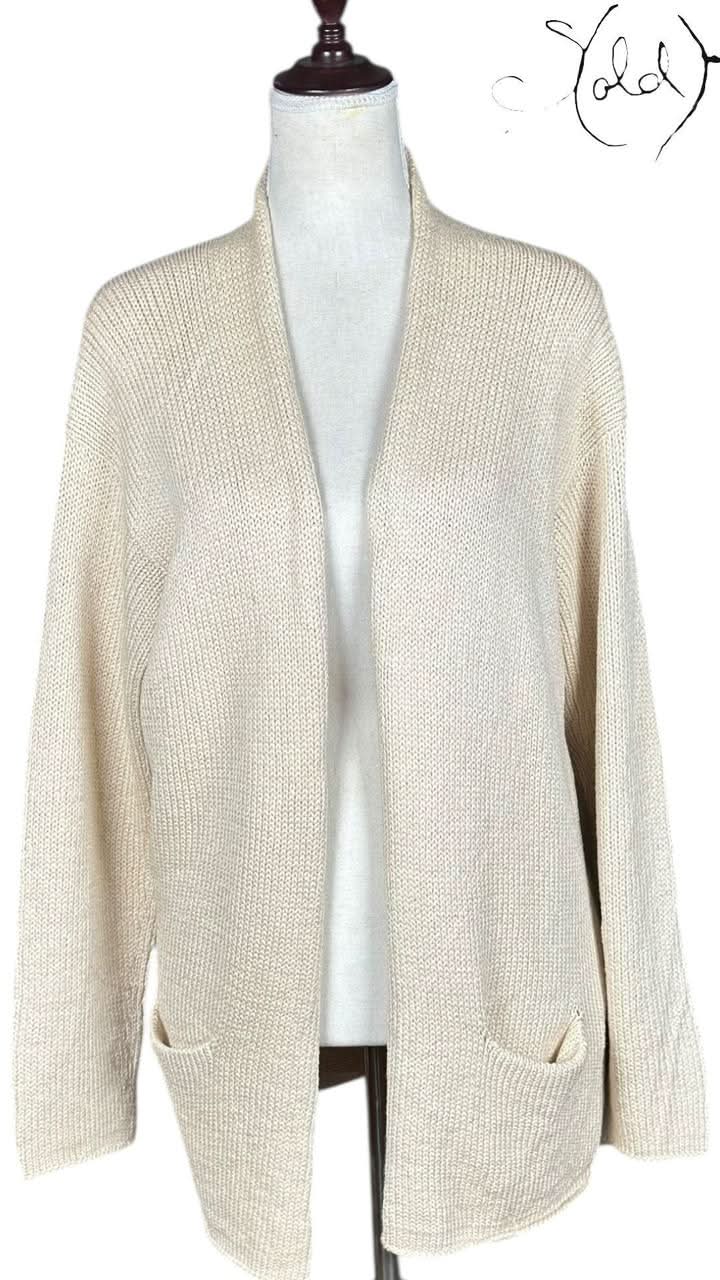 Hermès Cardigan Hermès Silk Cardigan Cream Open - Knit 1990s Size 44 | Sold Attire