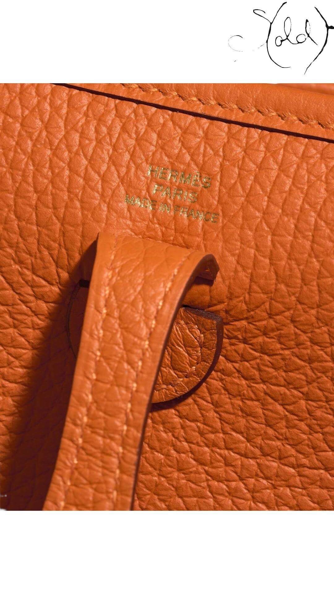 HERMÈS Évelyne TPM 16 – Orange Clemence, Hardware detail | Sold Attire
