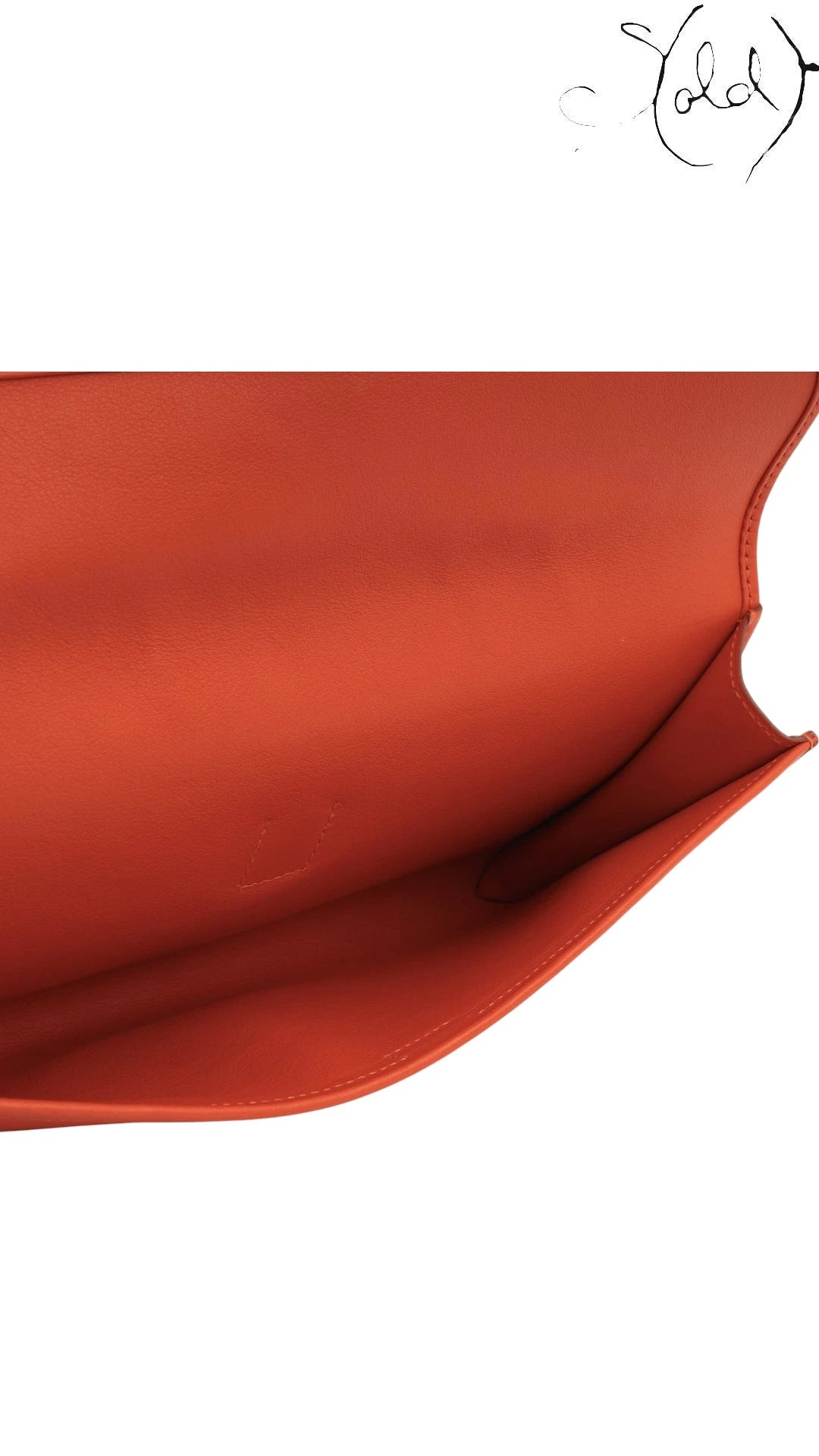 Hermès Jige 29 Swift Leather Clutch Orange, Interior view | Sold Attire