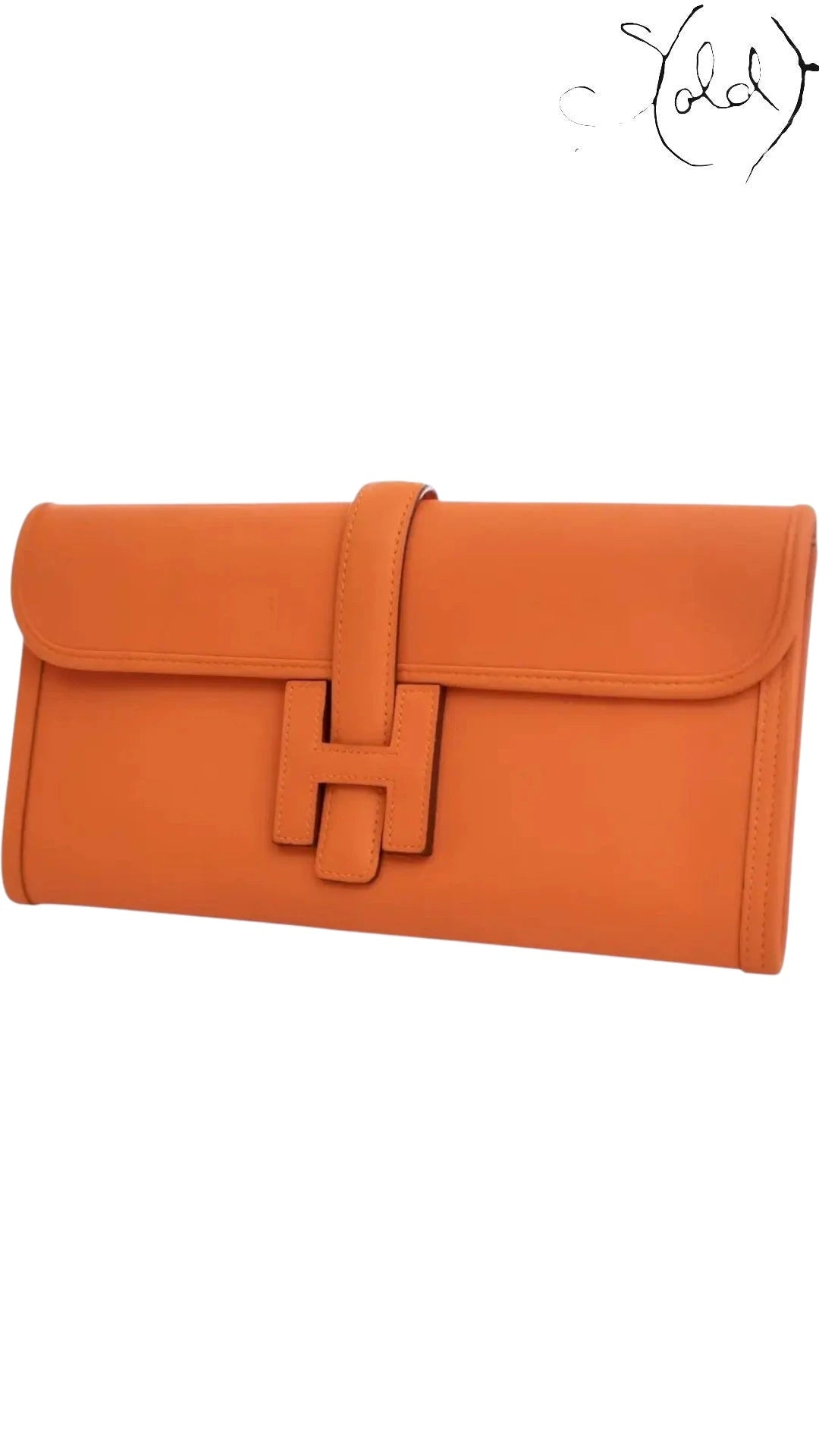 Hermès Jige 29 Swift Leather Clutch Orange, Side view | Sold Attire