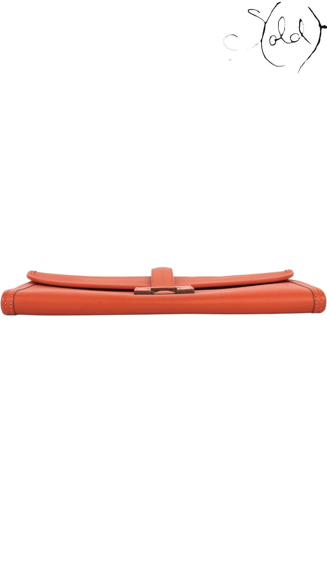 Hermès Jige 29 Swift Leather Clutch Orange, Detail view | Sold Attire