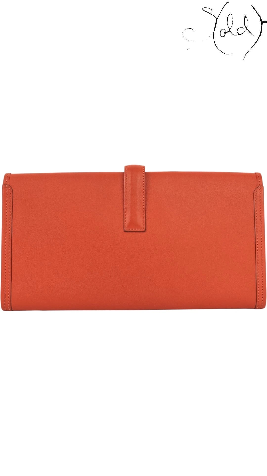 Hermès Jige 29 Swift Leather Clutch Orange, Back view | Sold Attire