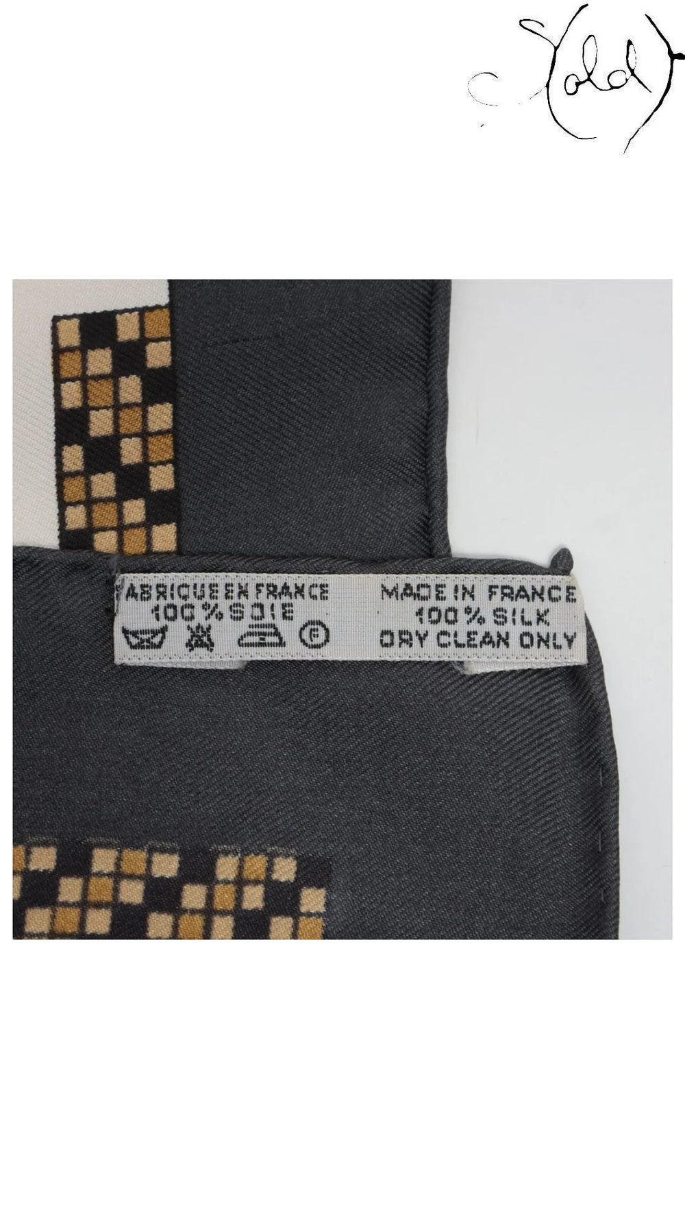 Hermes Carre 90 Harnais Francais Grey Silk Scarf — detail view 6