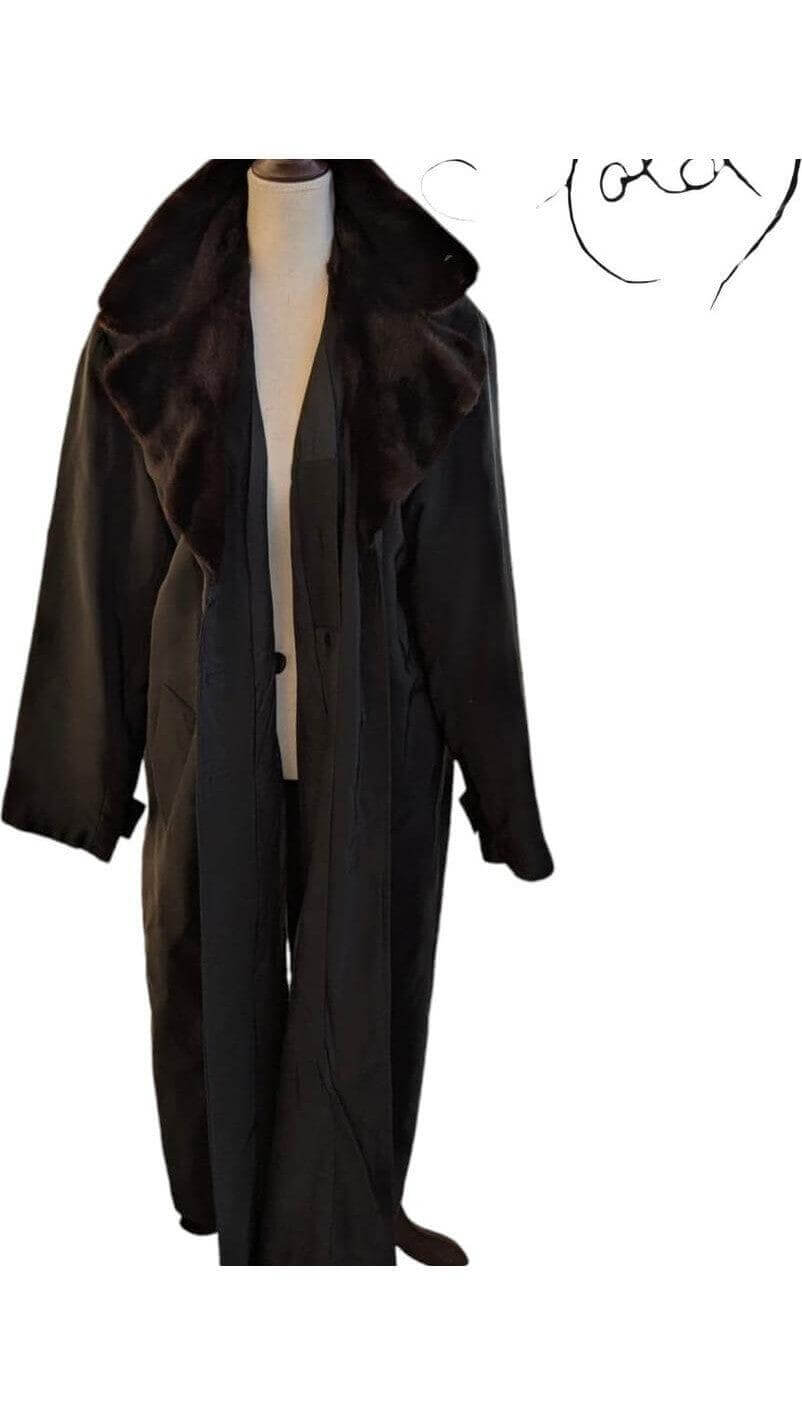 Italian Fur-Collared Winter Coat - Old Money Style, Back view | Sold Attire