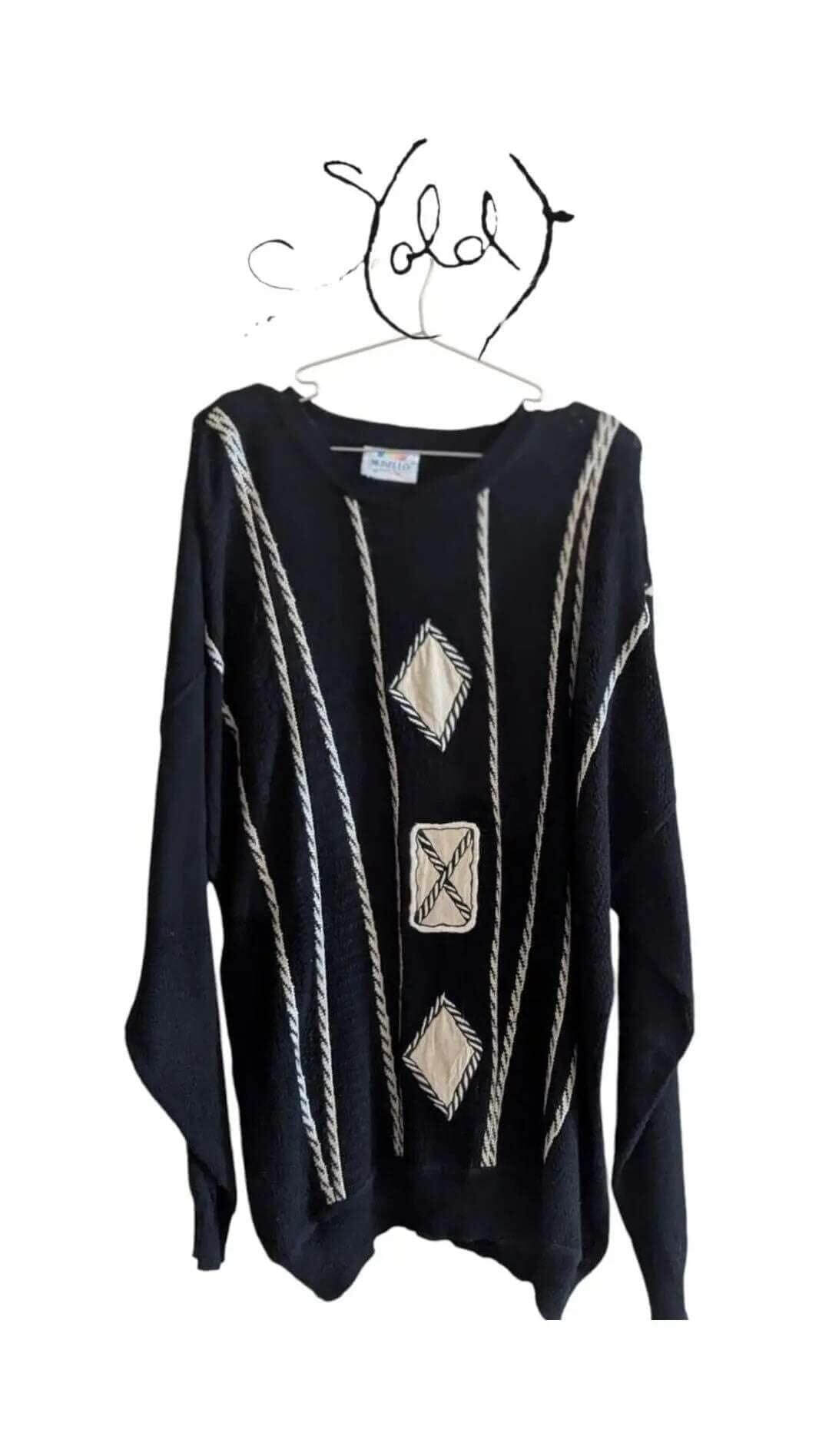 Italian Navy Wool Jumper - Vintage Winter Style, Back view | Sold Attire