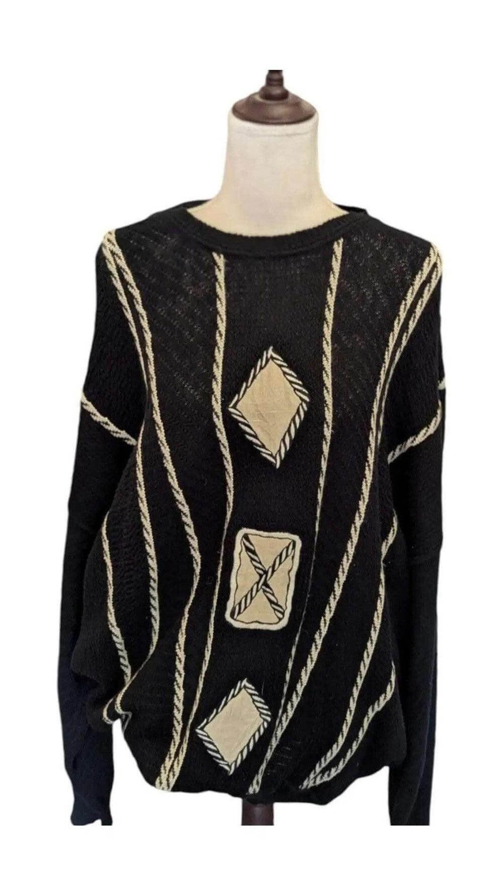 Italian Navy Wool Jumper - Vintage Winter Style, Interior view | Sold Attire