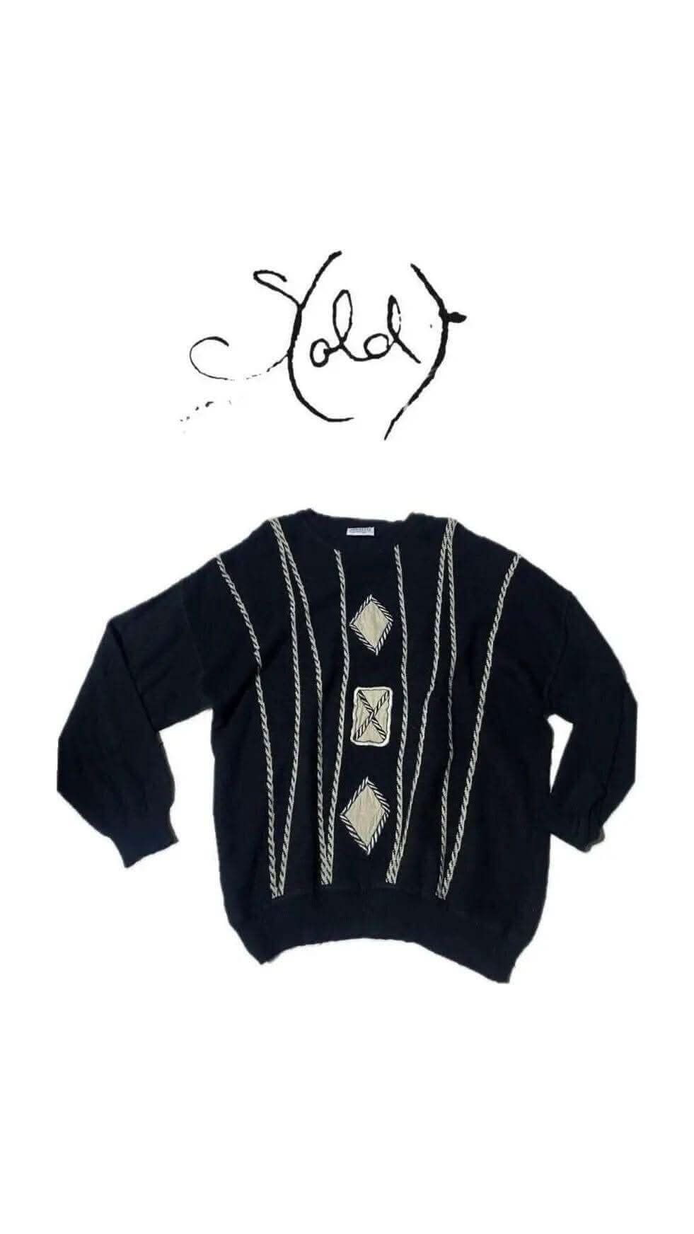 Sold Attire Jumper Italian Navy Wool Jumper - Vintage Winter Style