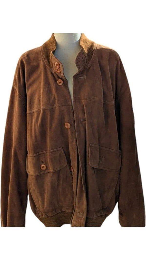 Italian Suede Bomber Jacket - Vintage Refined Style, Back view | Sold Attire