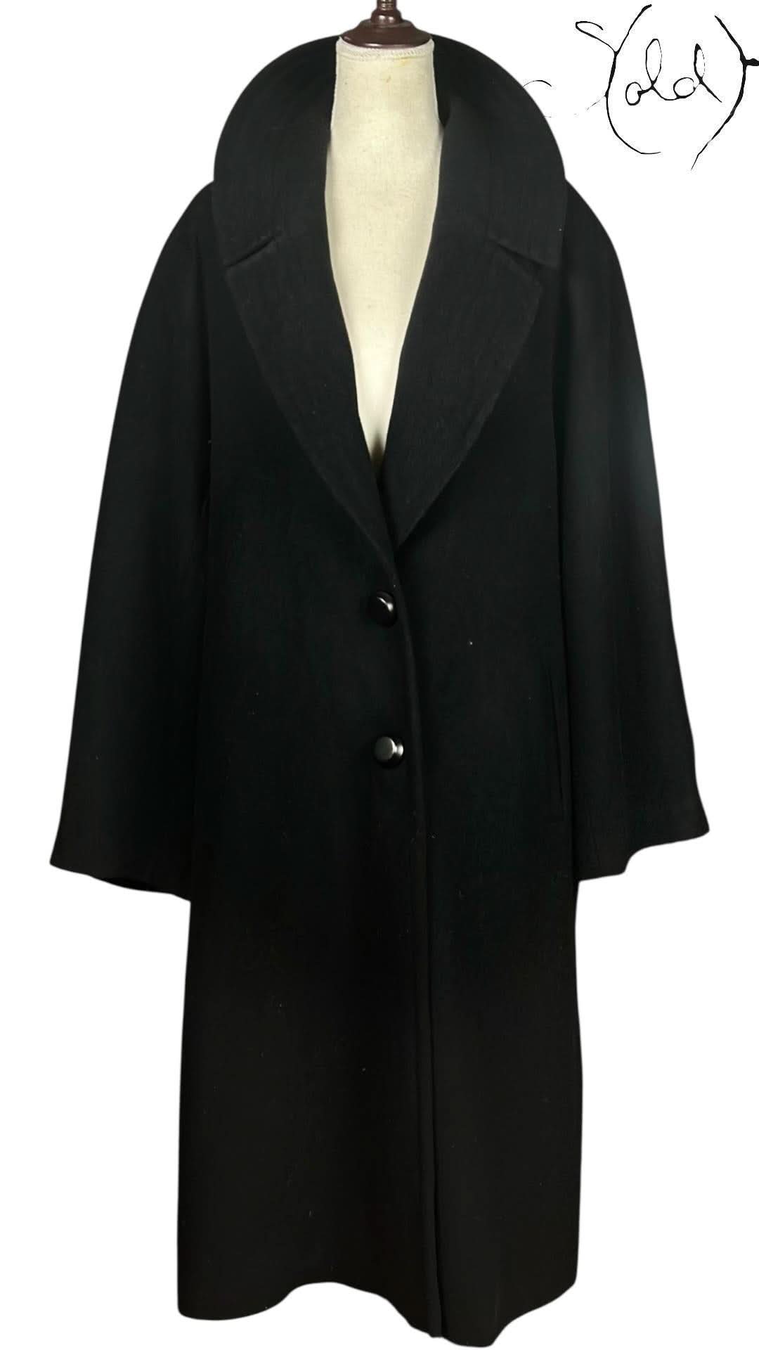 Jil Sander Wool Coat Jil Sander Wool Coat Black Kimono Sleeves Late 2010s Size 45 | Sold Attire