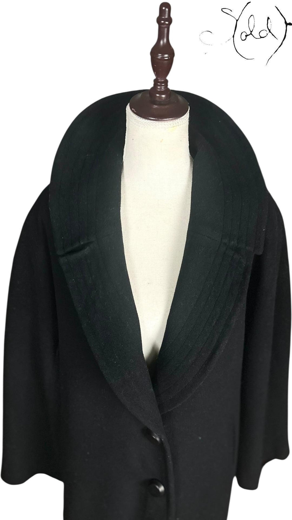 Jil Sander Wool Coat Black Kimono Sleeves Late 2010s Size 45, Side view | Sold Attire