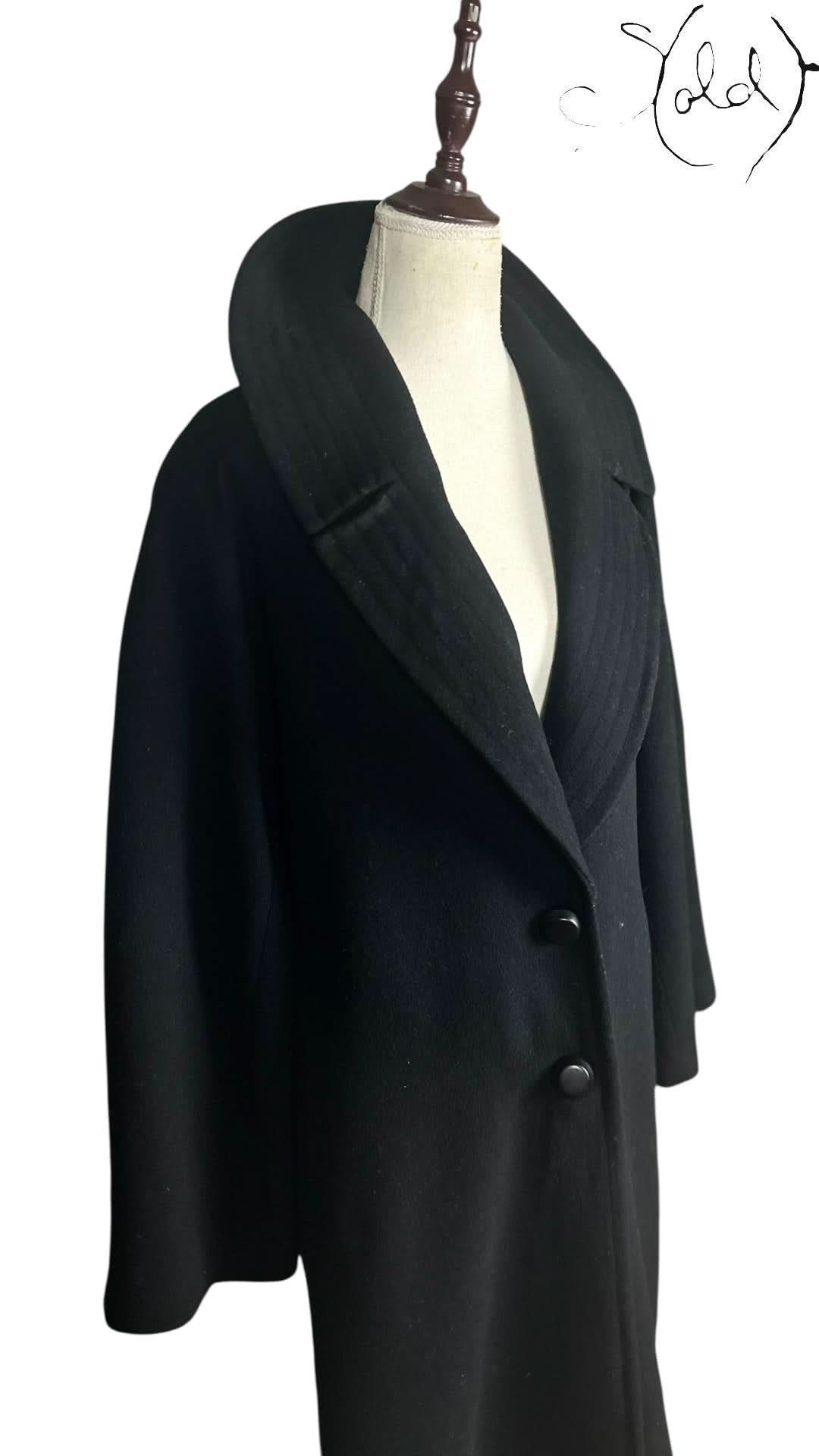 Jil Sander Wool Coat Jil Sander Wool Coat Black Kimono Sleeves Late 2010s Size 45 | Sold Attire