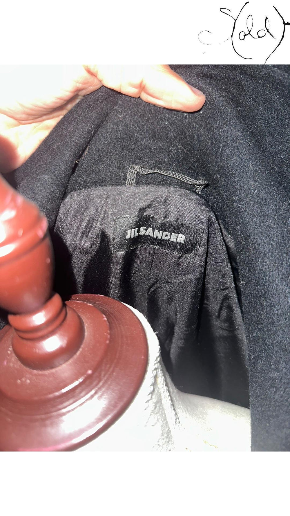 Jil Sander Wool Coat Black Kimono Sleeves Late 2010s Size 45, Base view | Sold Attire
