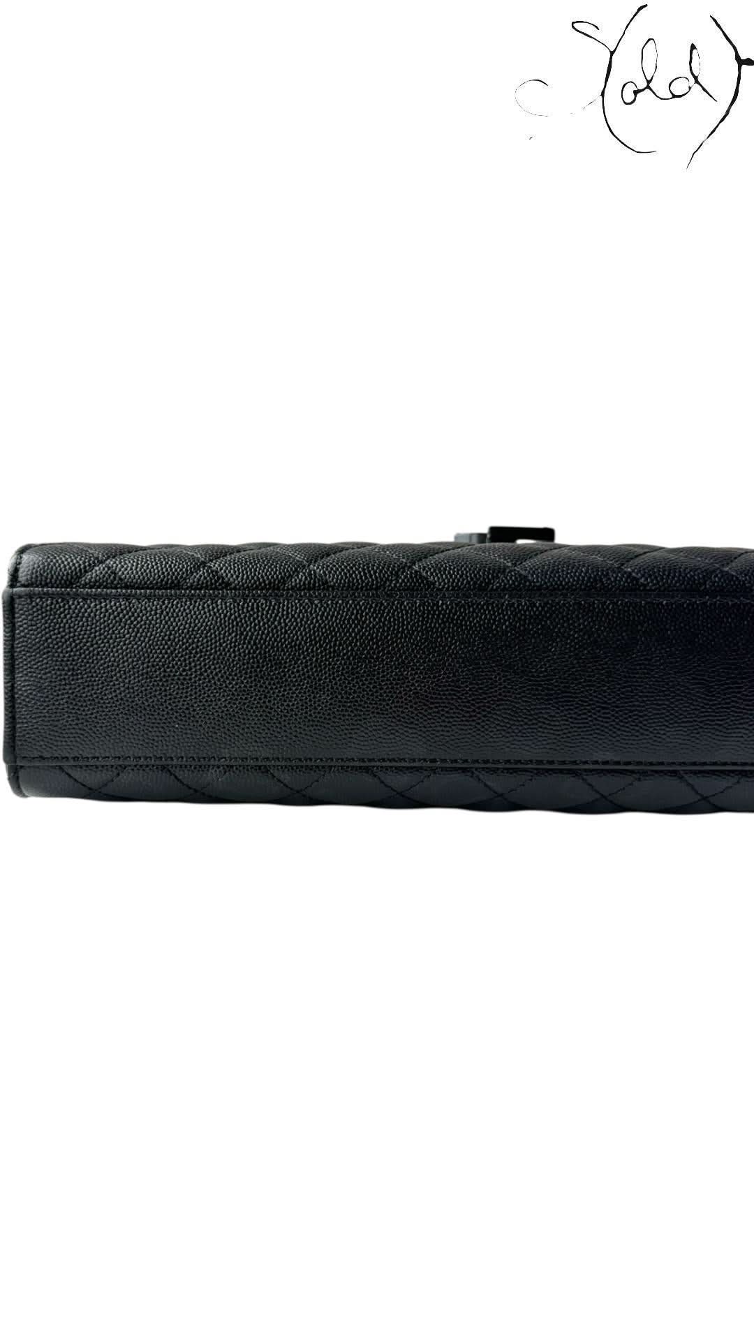 Large Saint Laurent Black Grained Leather Envelope Bag | Sold Attire - Sold Attire