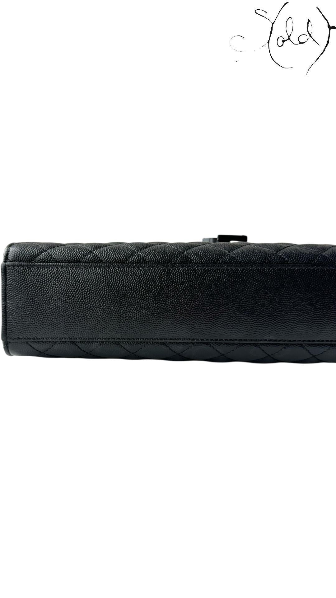 Saint Laurent Envelope Large Grained Leather Bag Black 2010s, Detail view | Sold Attire