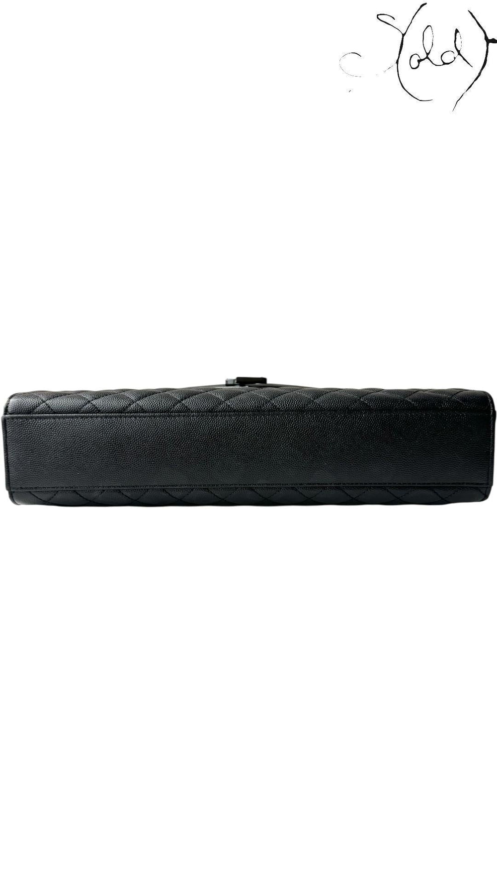 Saint Laurent Envelope Large Grained Leather Bag Black 2010s, Hardware detail | Sold Attire