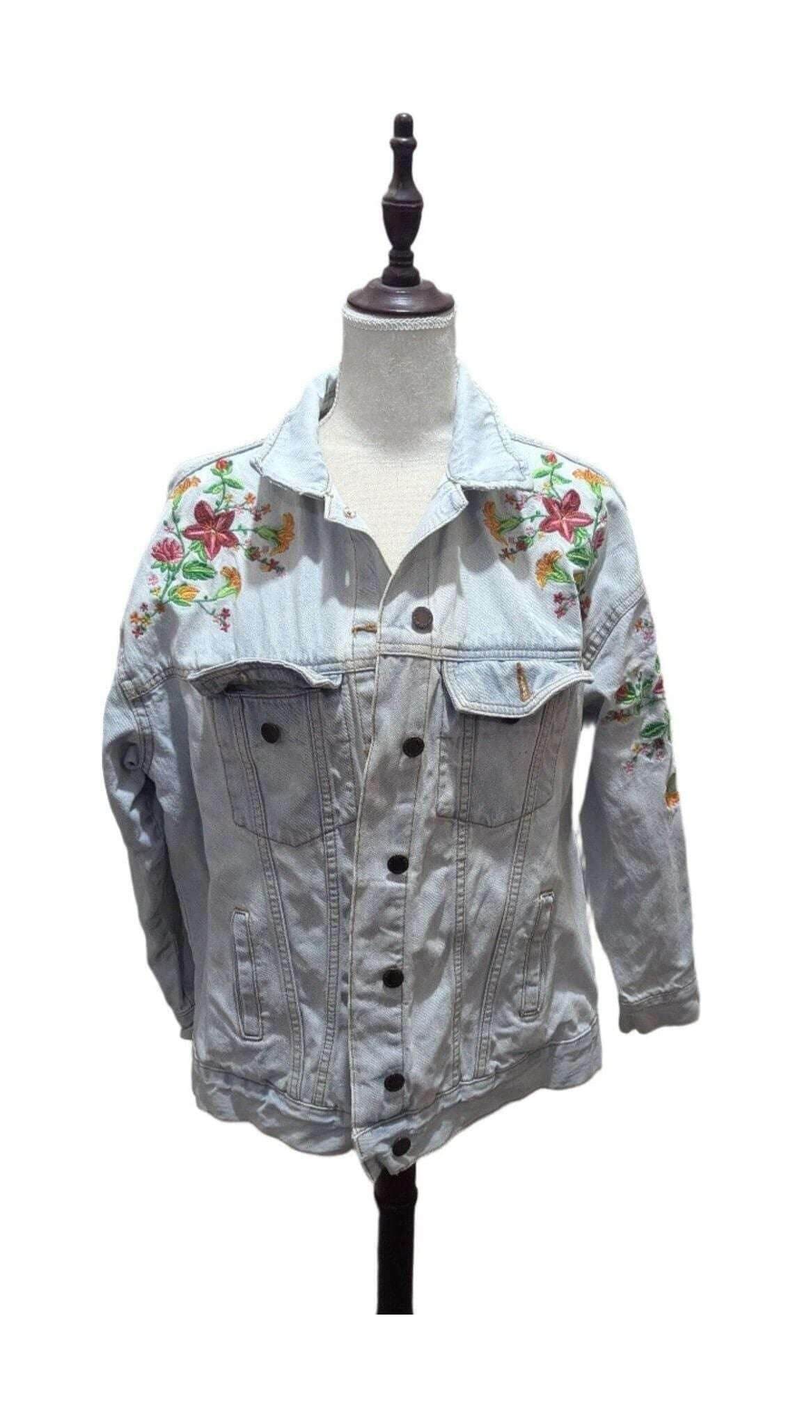 Light-Wash Embroidered Denim Jacket - Vintage Charm, Back view | Sold Attire
