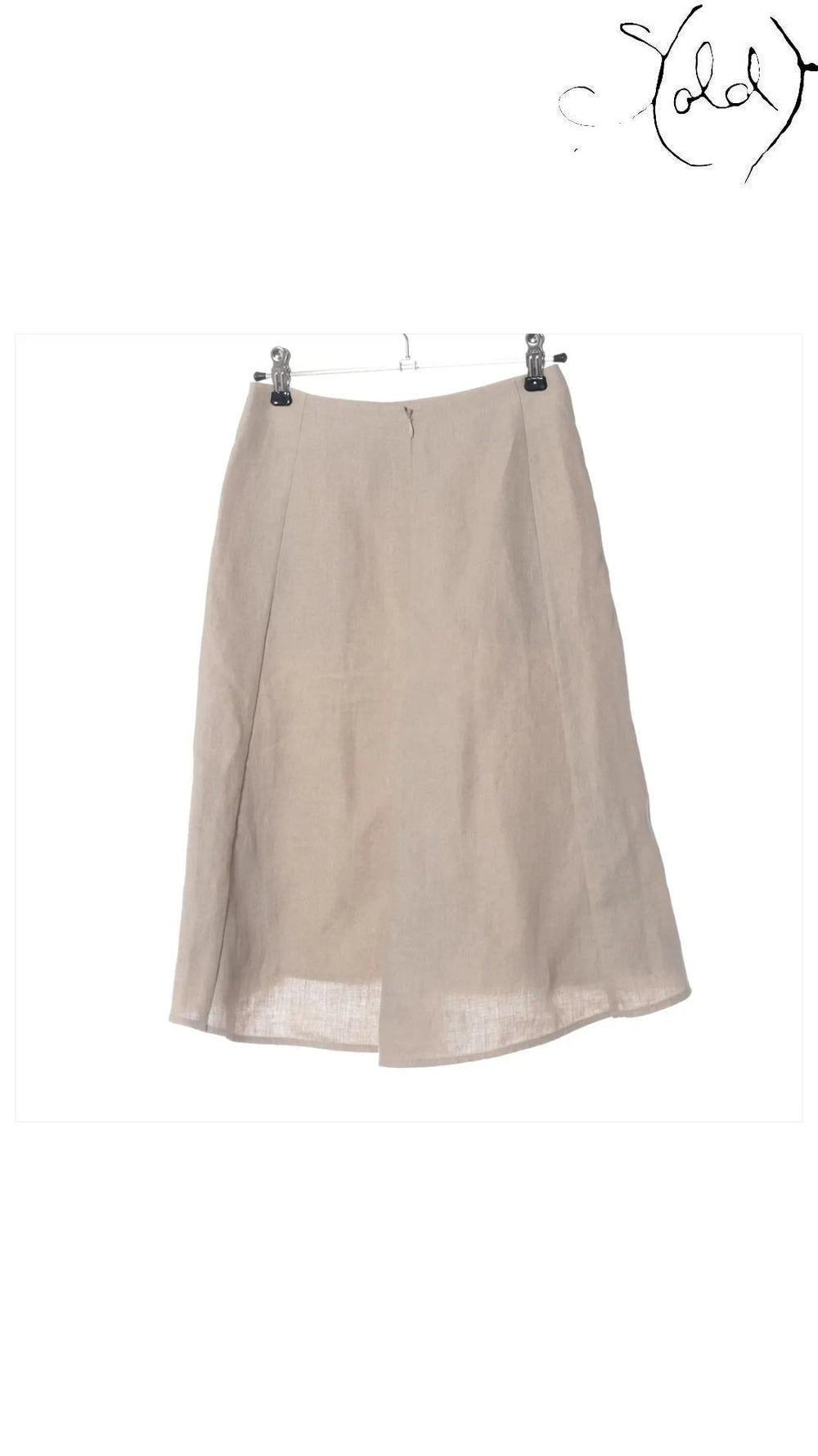 loro piana beige linen skirt, detail view 1