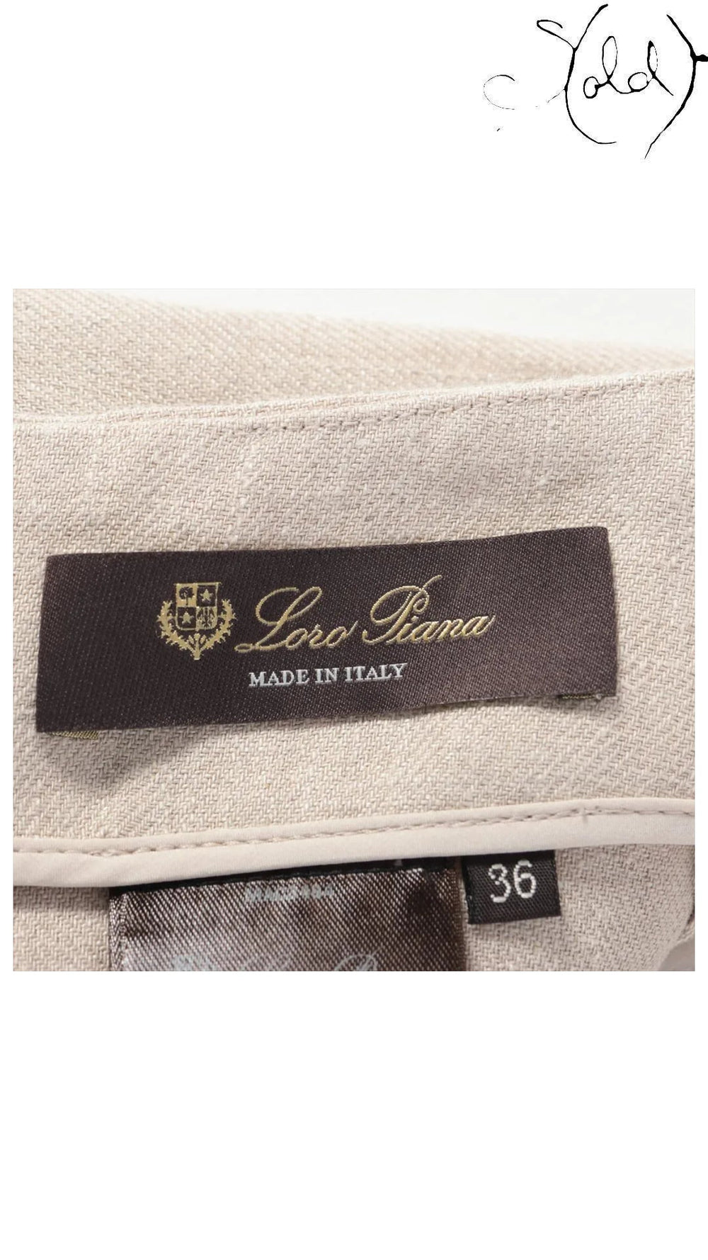 loro piana beige linen skirt, detail view 4