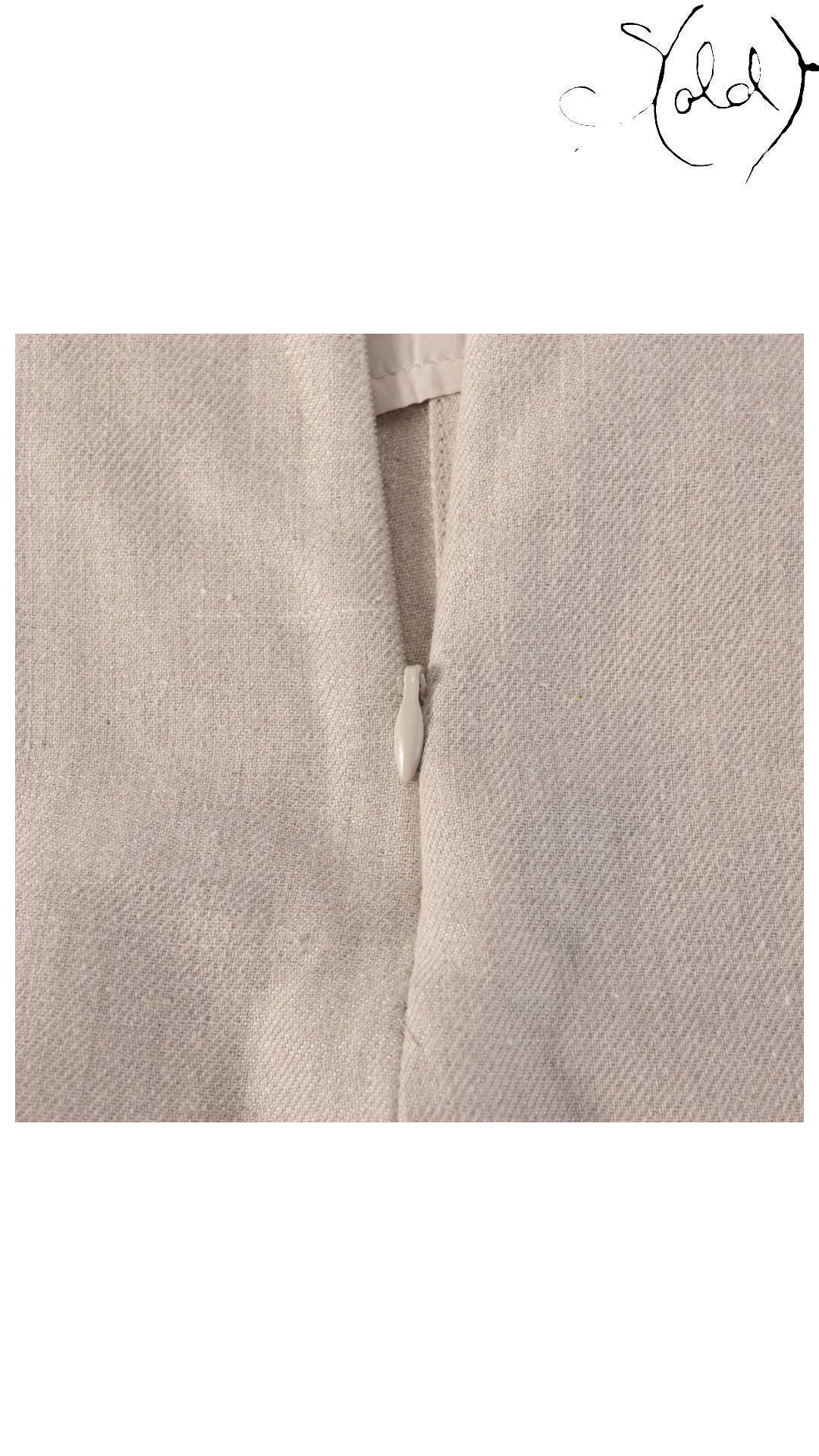 loro piana beige linen skirt, detail view 2