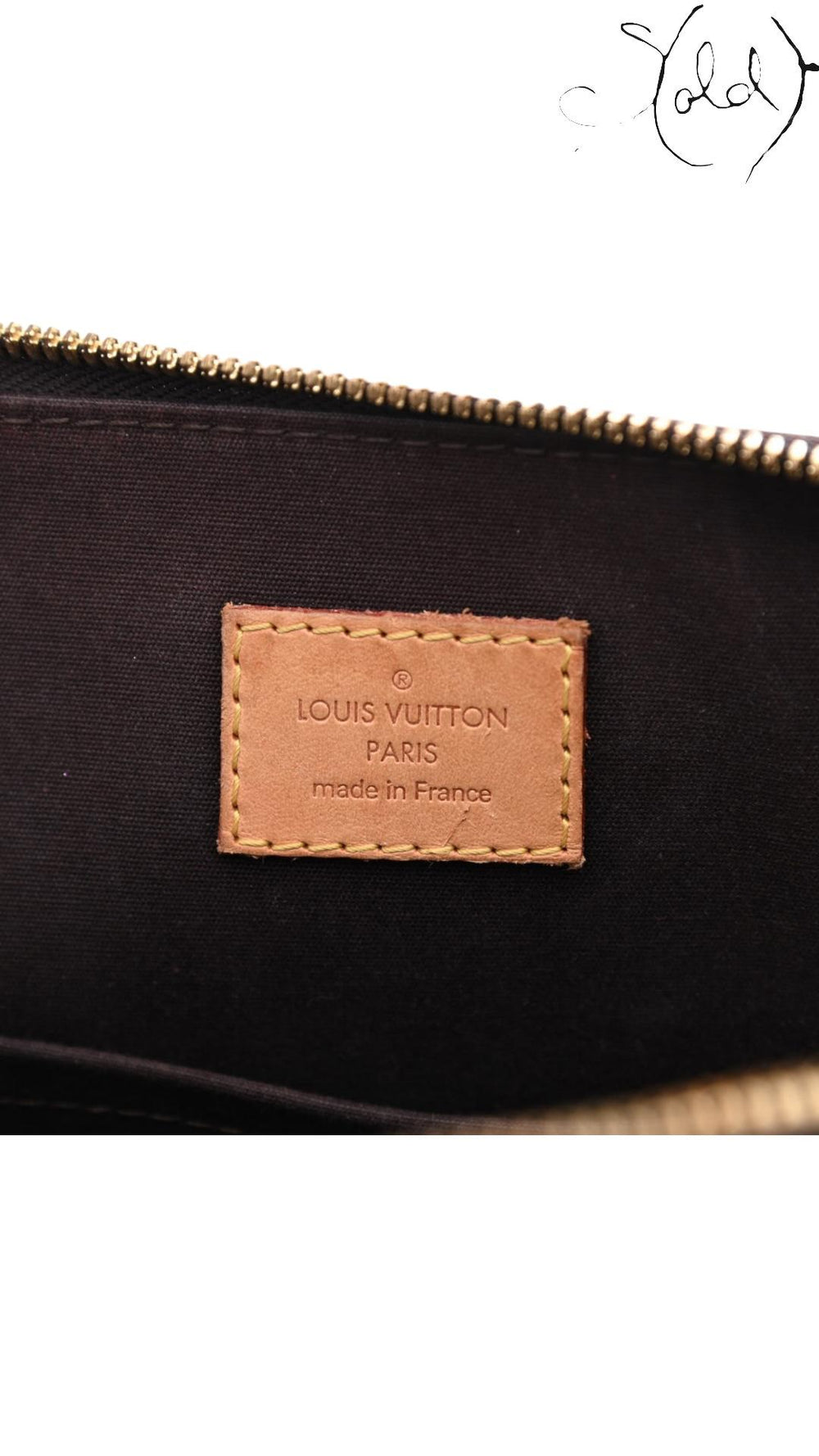 Louis Vuitton Alma BB Vernis – Amarante Patent, Detail view | Sold Attire