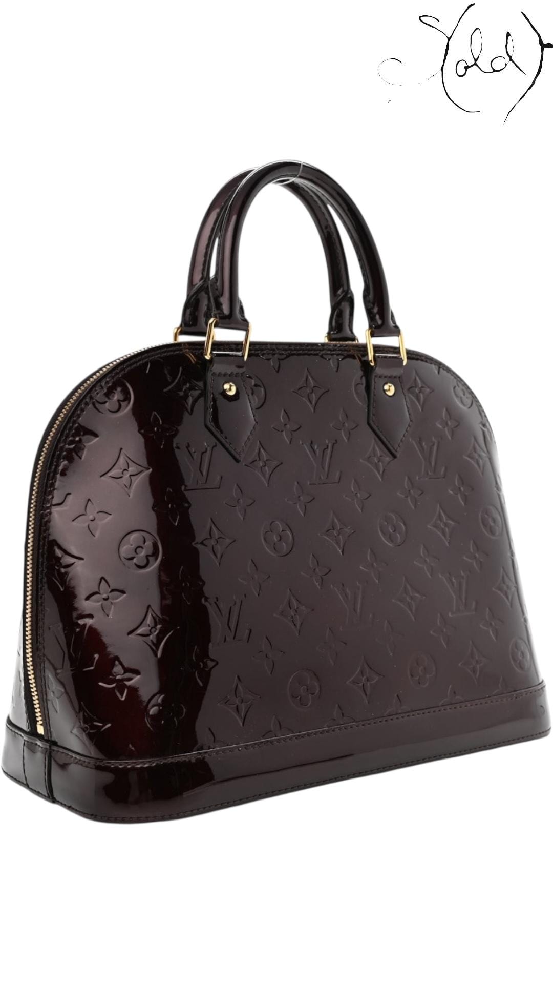 Louis Vuitton Alma BB Vernis – Amarante Patent, Back view | Sold Attire