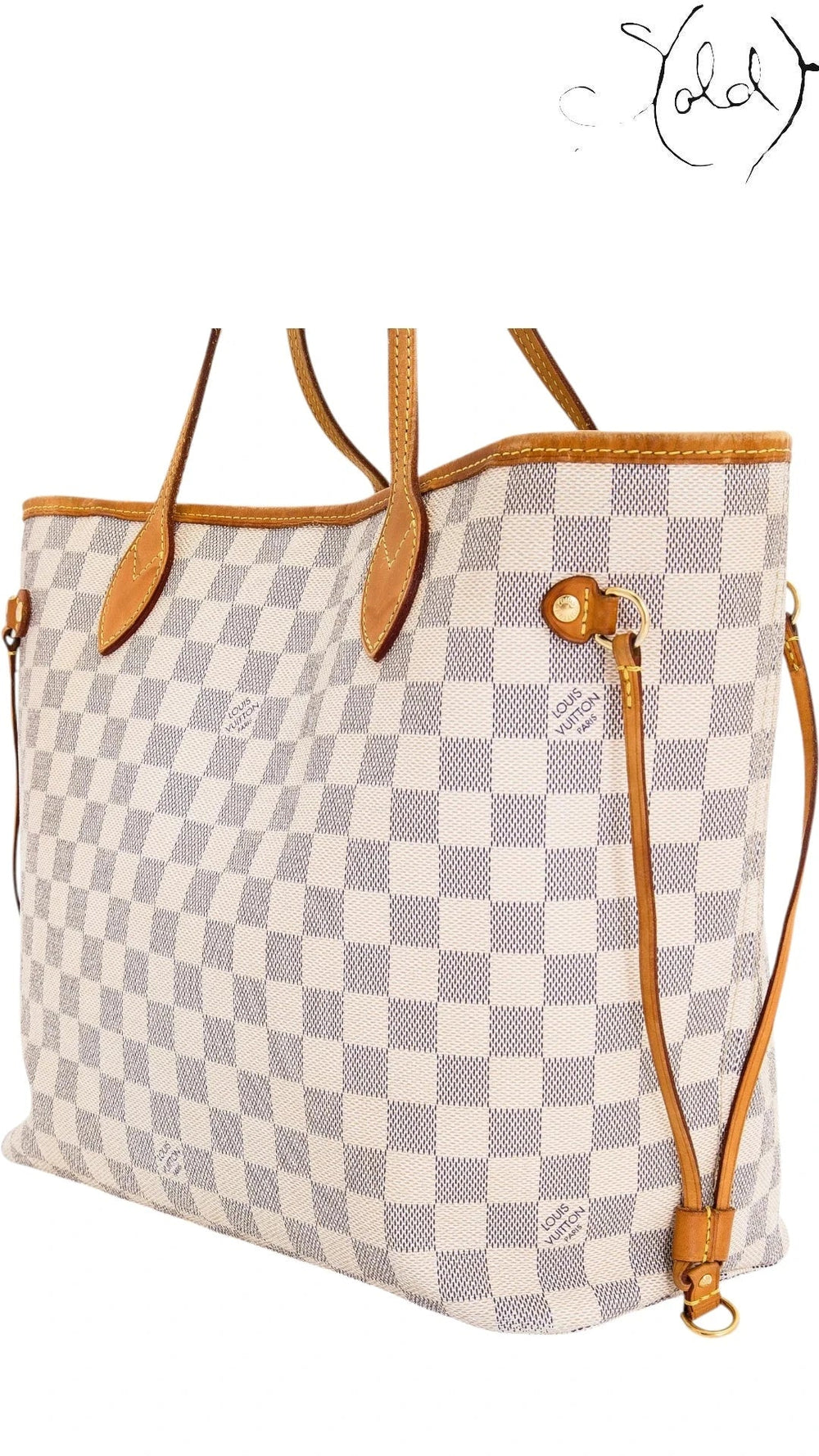 Louis Vuitton Neverfull MM Azur Damier Canvas 2010, Hardware detail | Sold Attire