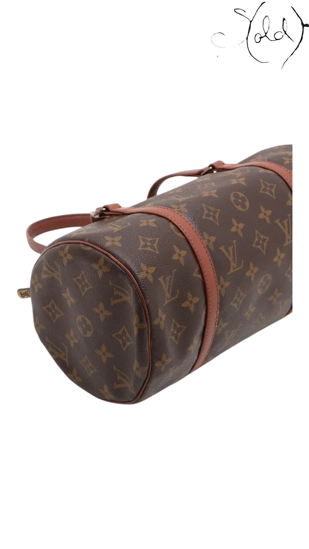 Sold Attire vintage Louis Vuitton Papillon 30 barrel bag in brown Monogram coated canvas with vachetta leather trim