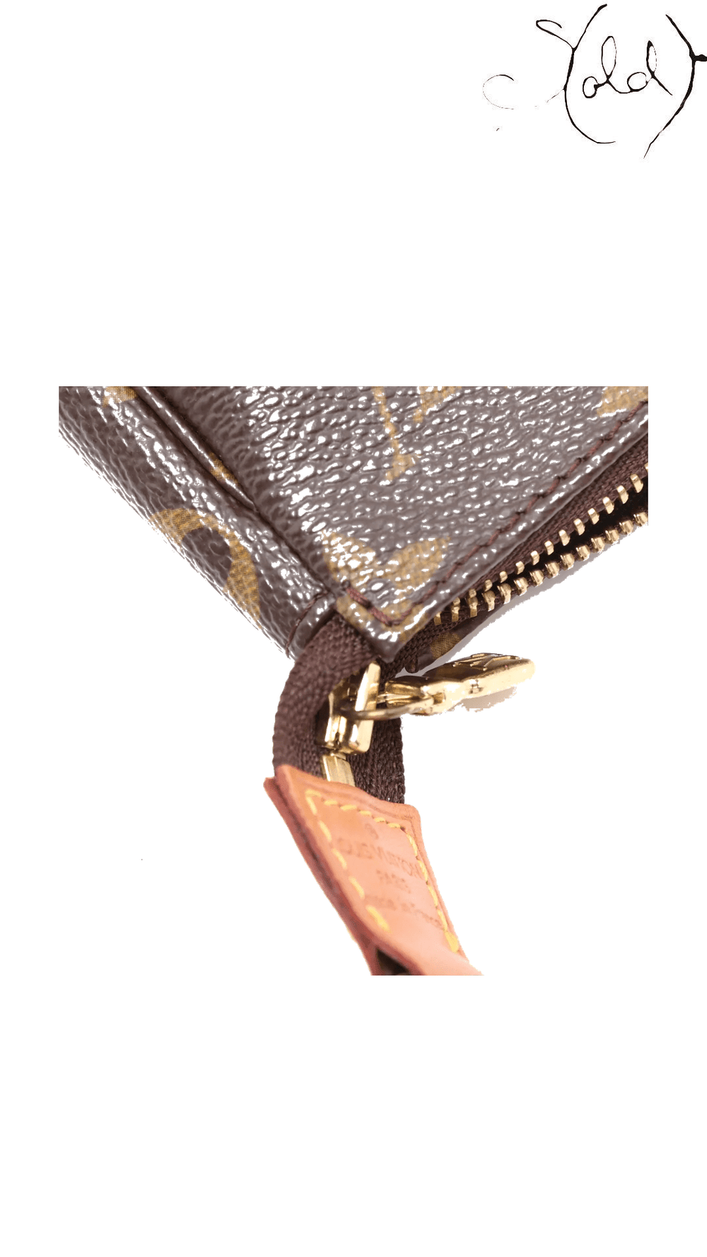 Louis Vuitton Pochette Accessoires M51980 AR1012 corner, strap root and zip hardware - view 9