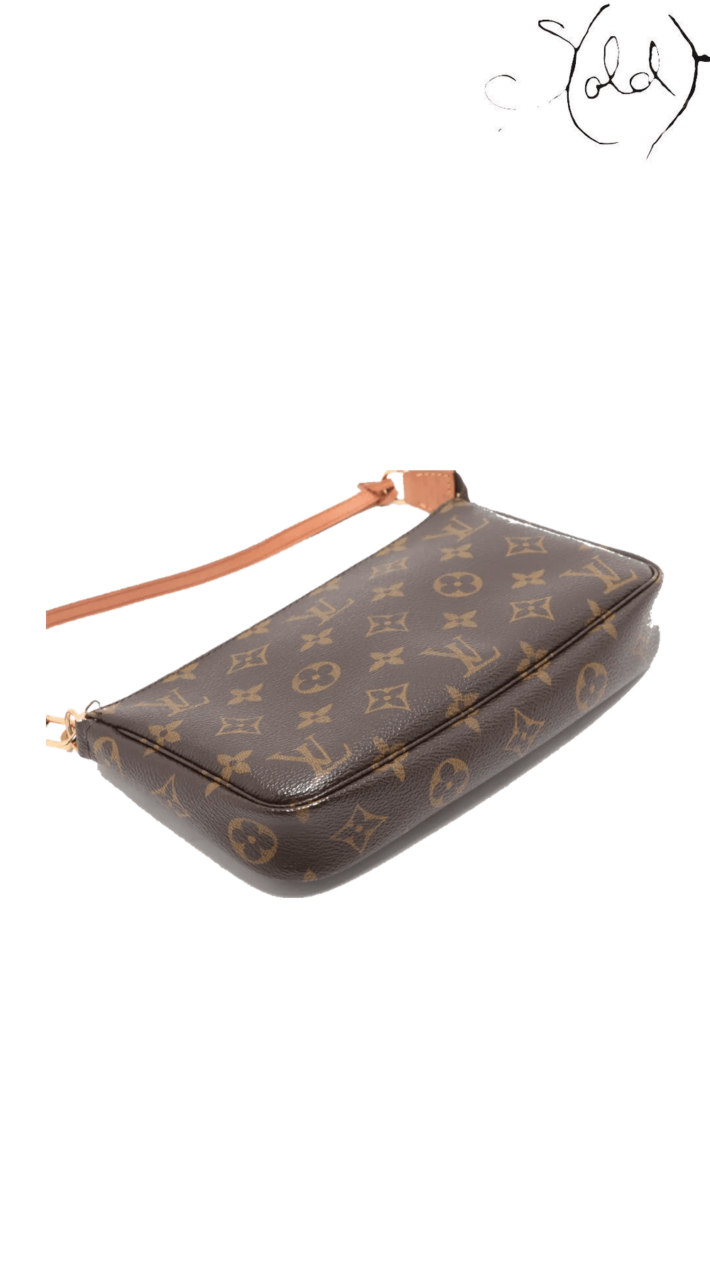 Louis Vuitton Pochette Accessoires M51980 AR1012 alternate angled exterior and strap - view 4