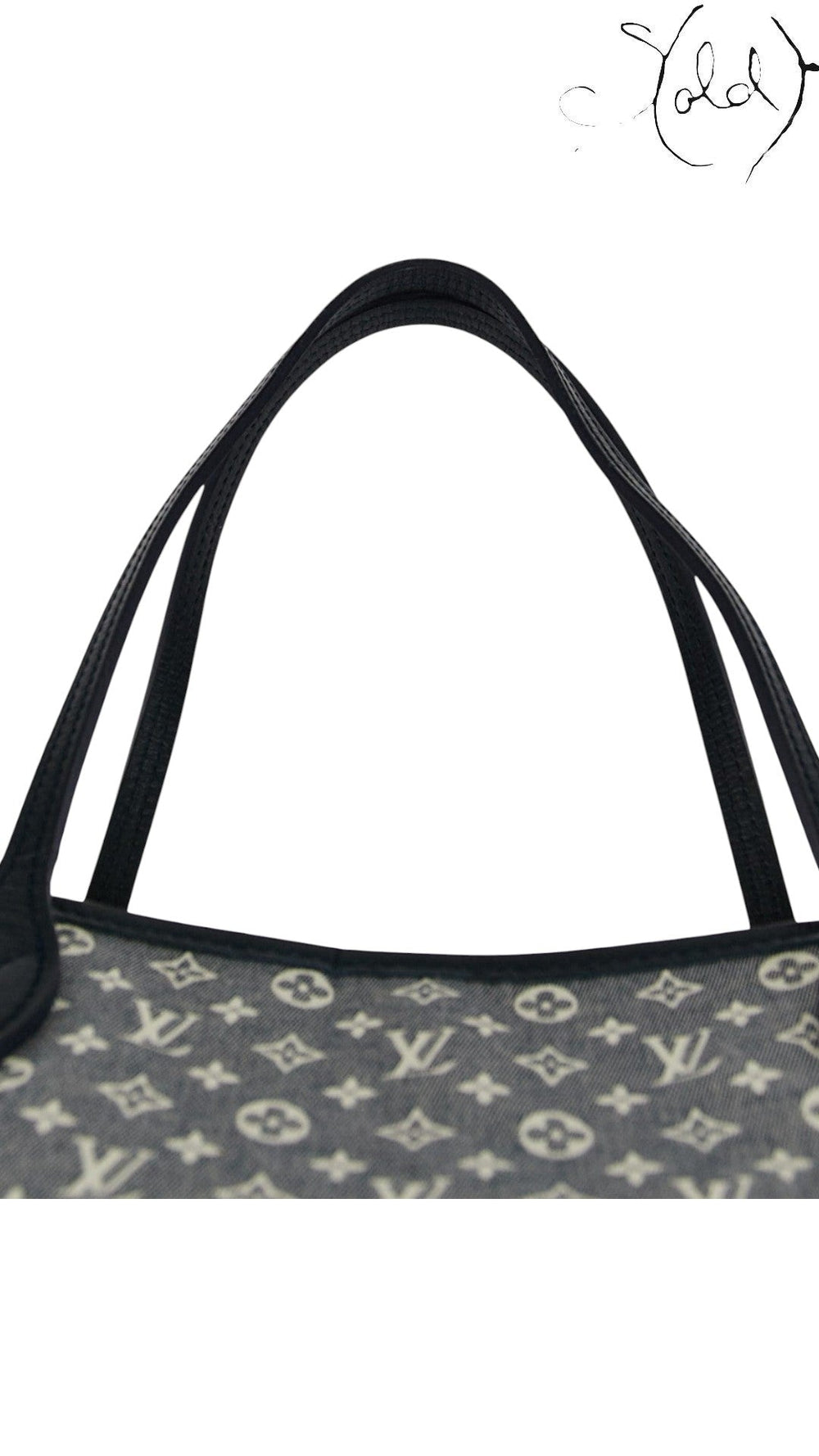 Sold Attire Louis Vuitton Neverfull MM tote in Encre Monogram Idylle canvas with dark calfskin leather handles