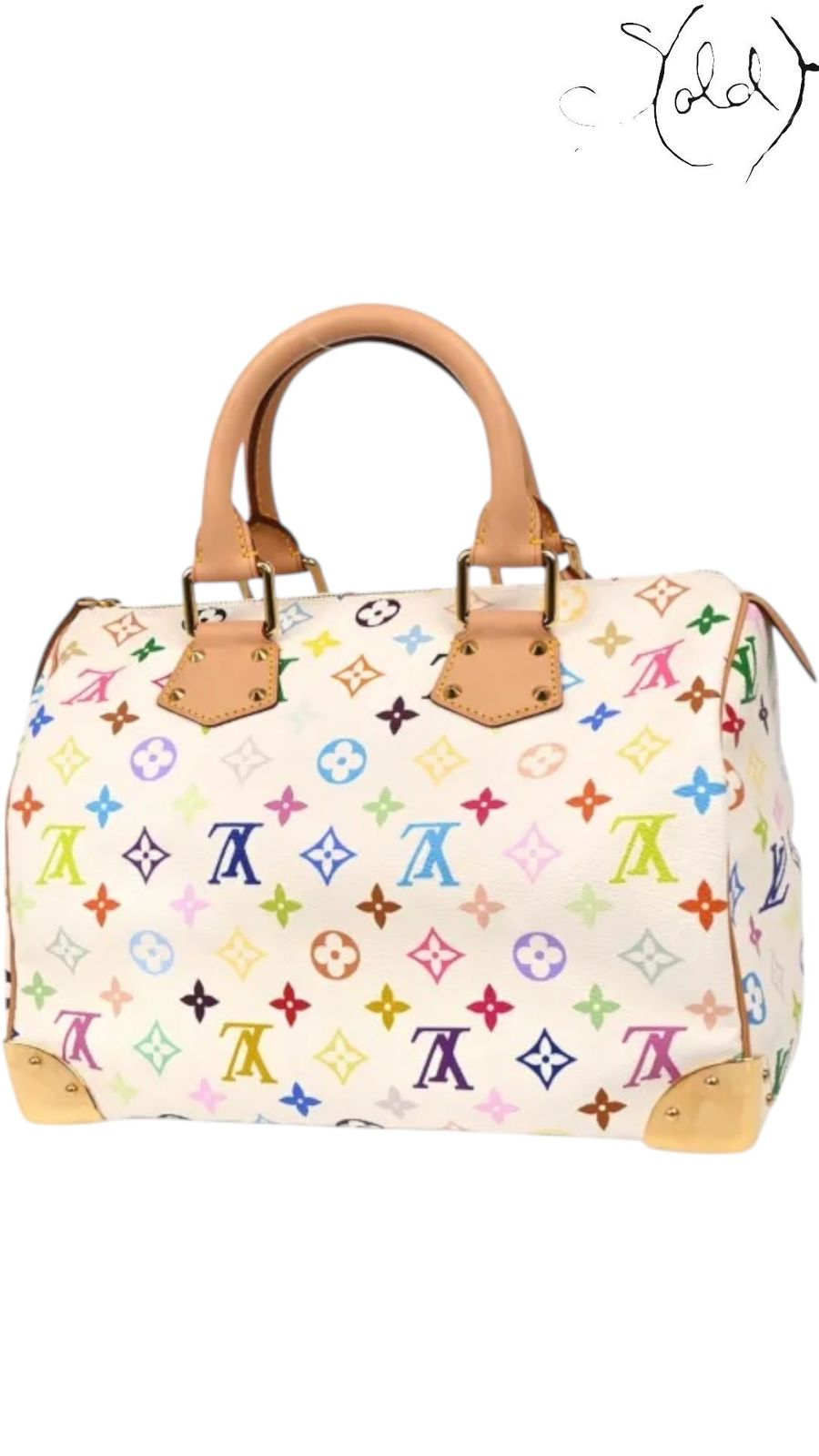 Louis Vuitton x Takashi Murakami Multicolore Speedy 30 White 2003, Back view | Sold Attire