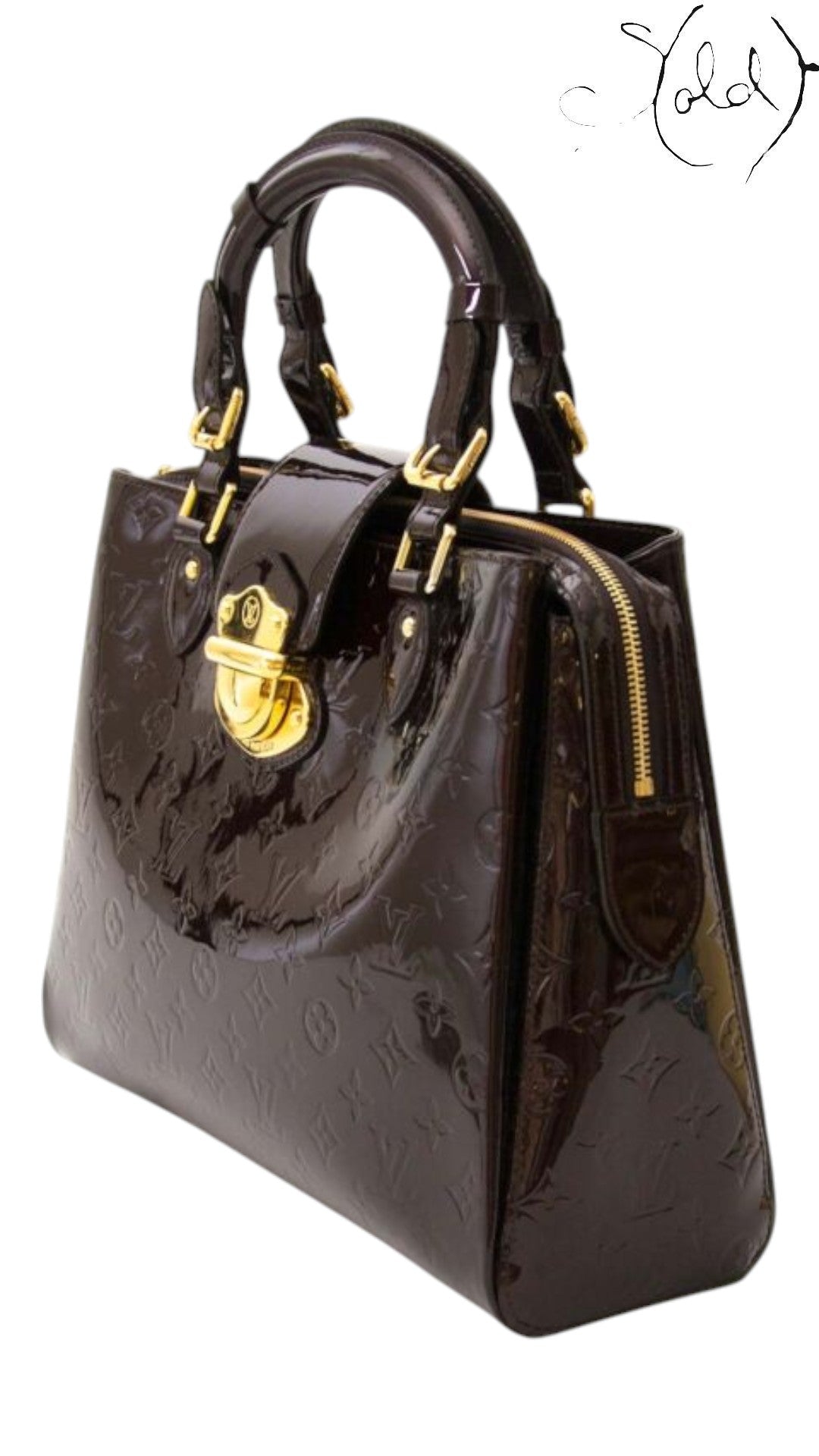 Louis Vuitton Melrose Amarante Patent Leather Bag, Interior view | Sold Attire