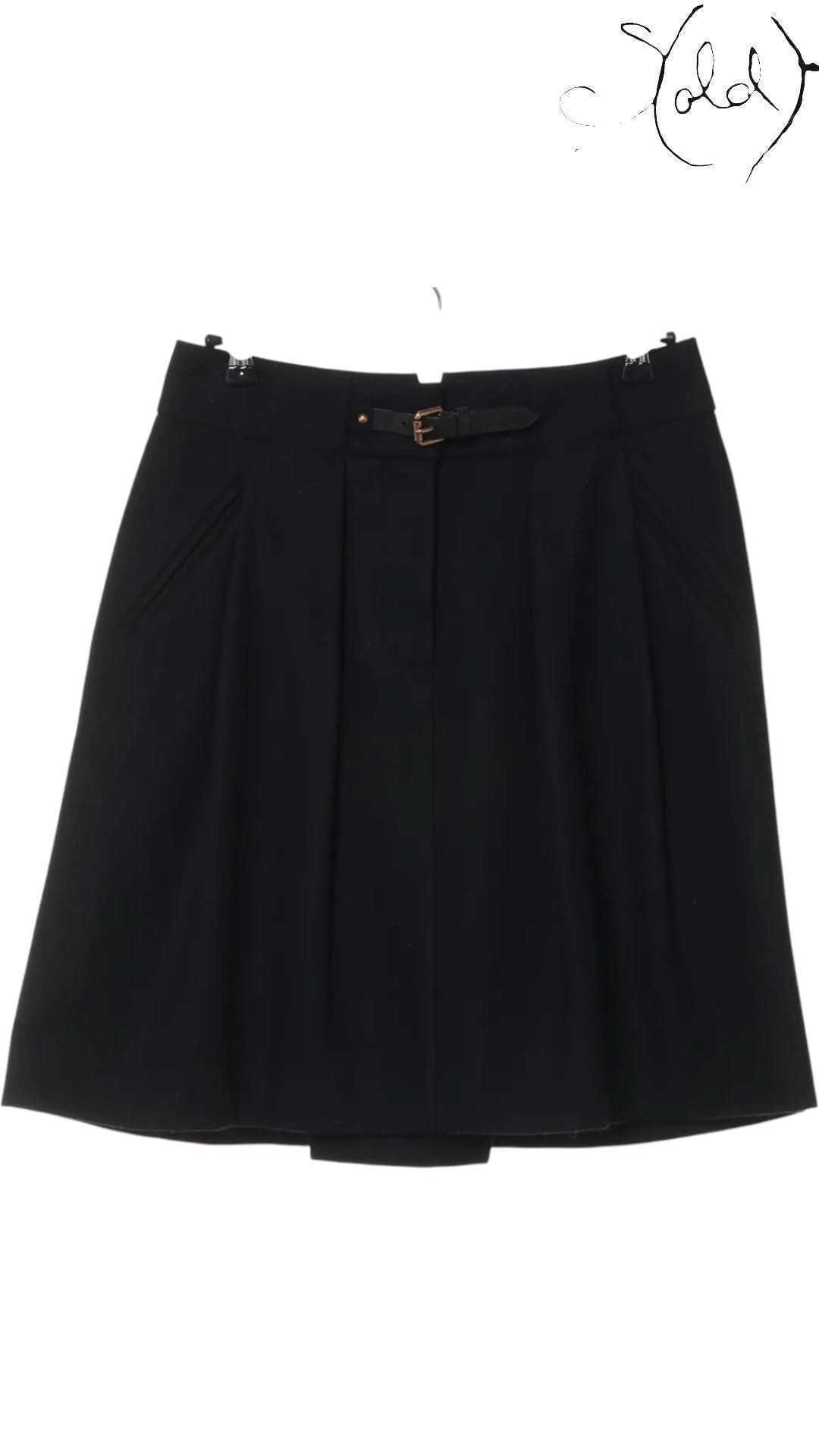 Louis Vuitton Skirts Louis Vuitton 2010 AW Black Wool A - Line Skirt Belt Detail Size 34 Marc Jacobs Era | Sold Attire