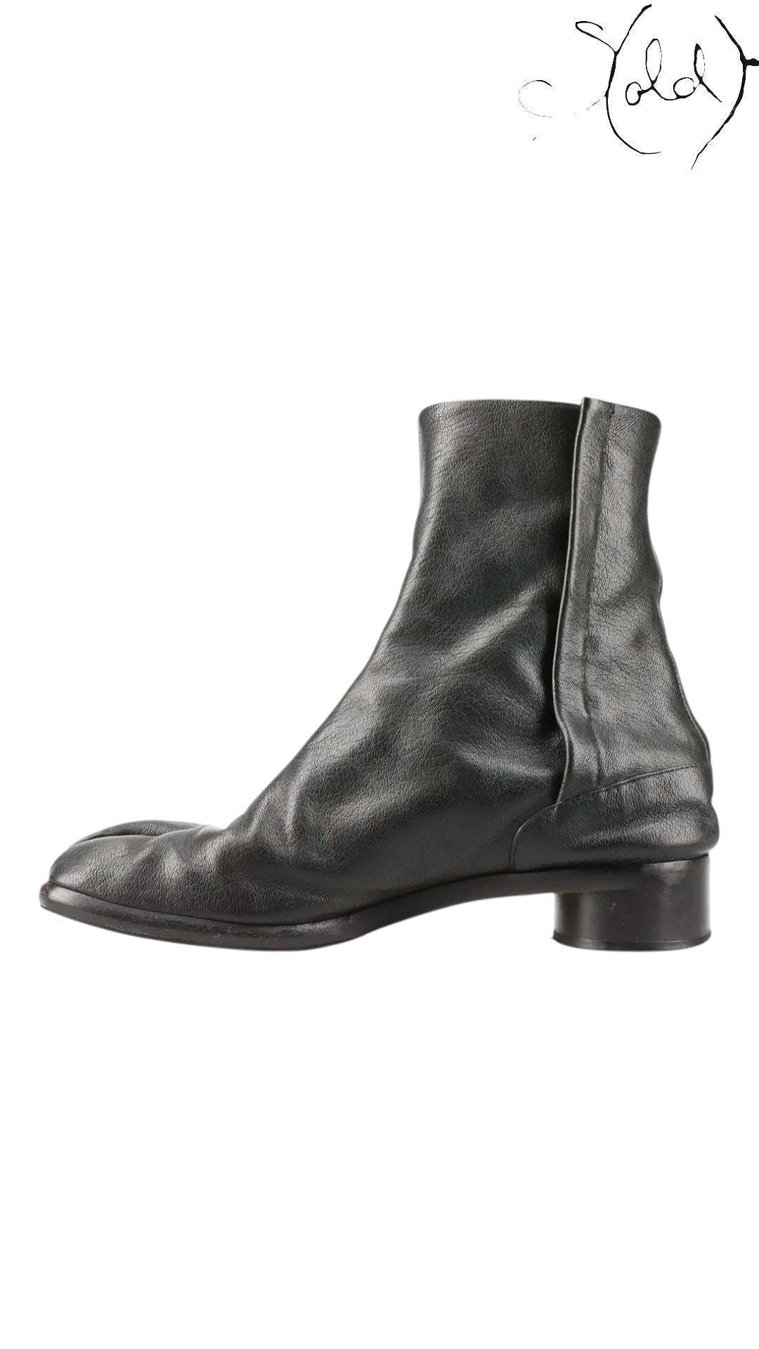 Maison Margiela Tabi Leather Short Boots Black Size 41 — Authenticated Pre - Owned | Sold Attire