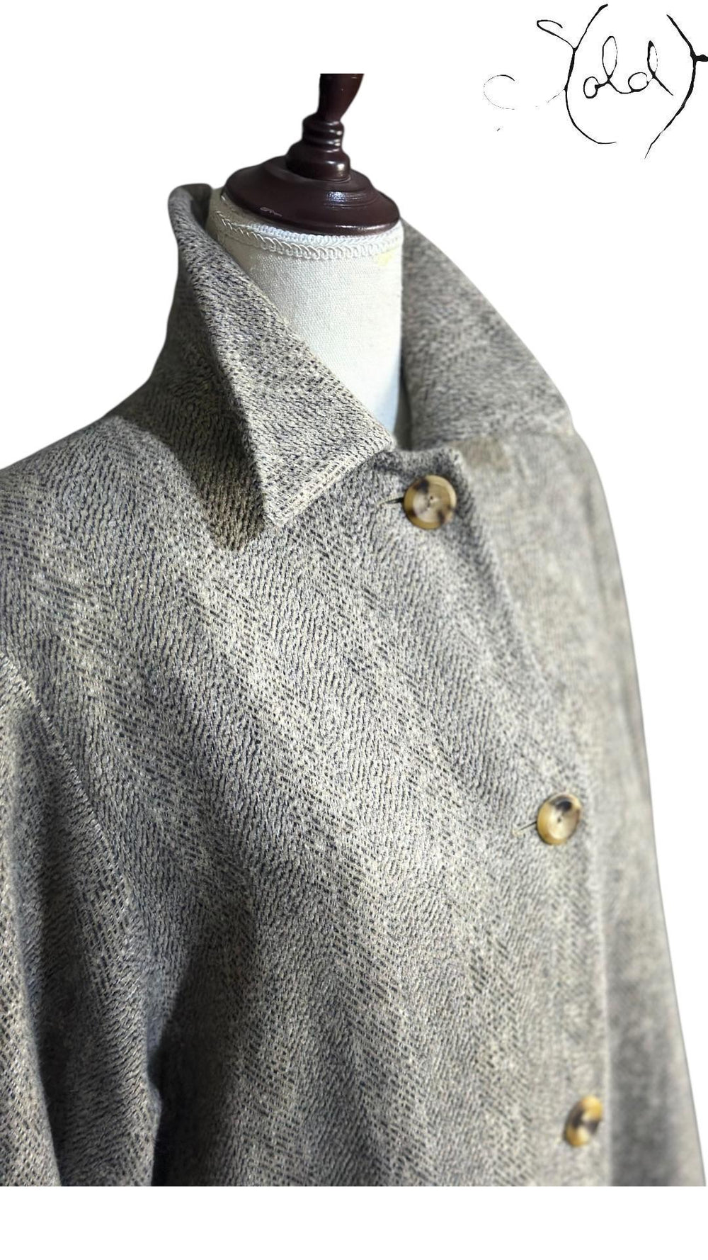 Max Mara Angora Wool Herringbone Coat Grey 2010s Size 40-44, Back view | Sold Attire