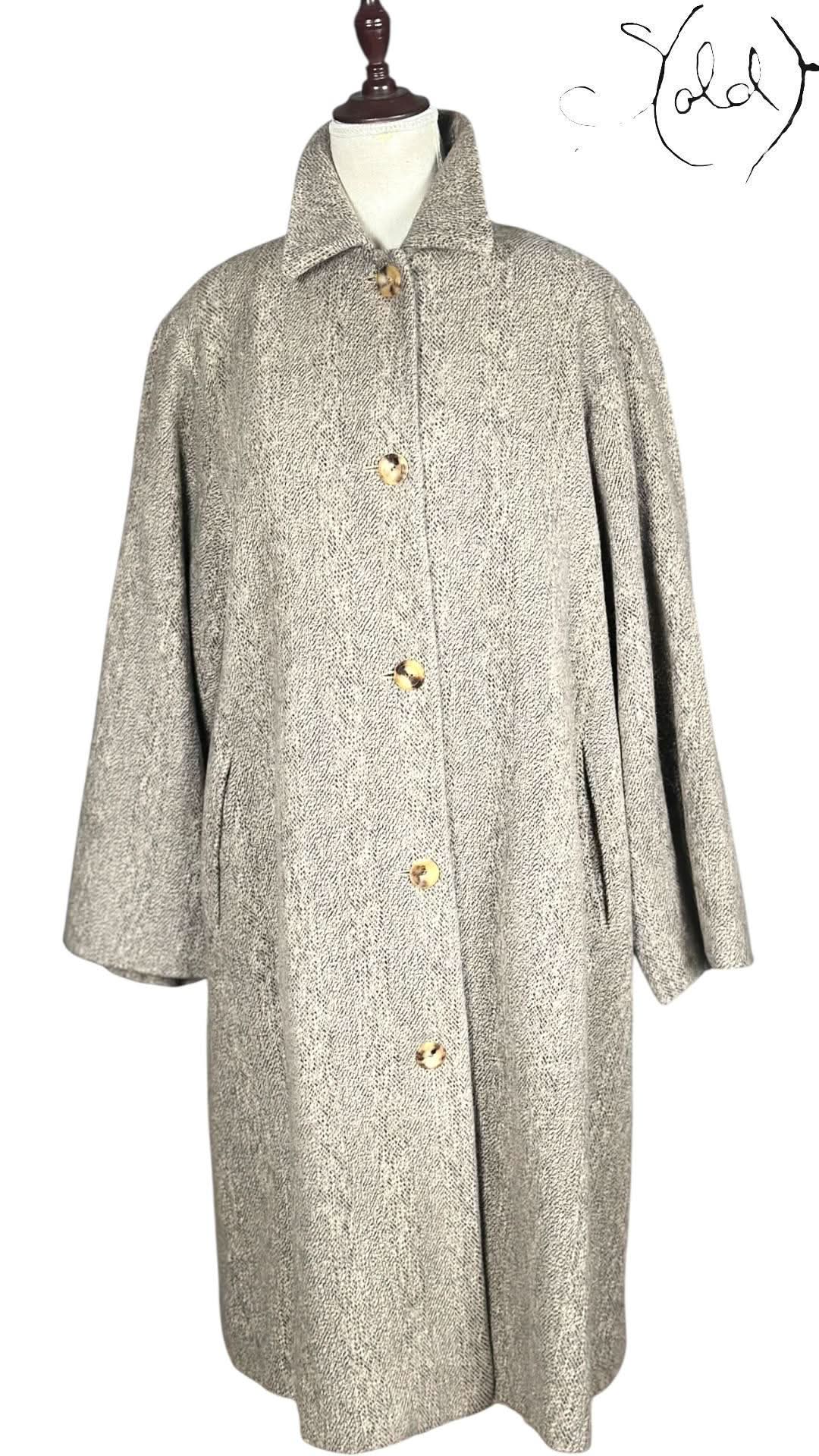 Max Mara Angora Wool Coat Max Mara Angora Wool Herringbone Coat Grey 2010s Size 40 - 44 | Sold Attire