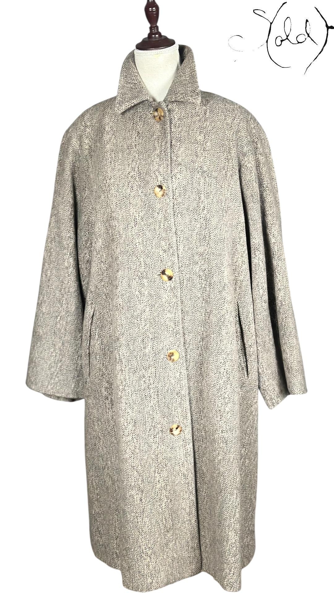 Max Mara Angora Wool Herringbone Coat Grey 2010s Size 40-44, Authenticated Pre-Owned | Sold Attire