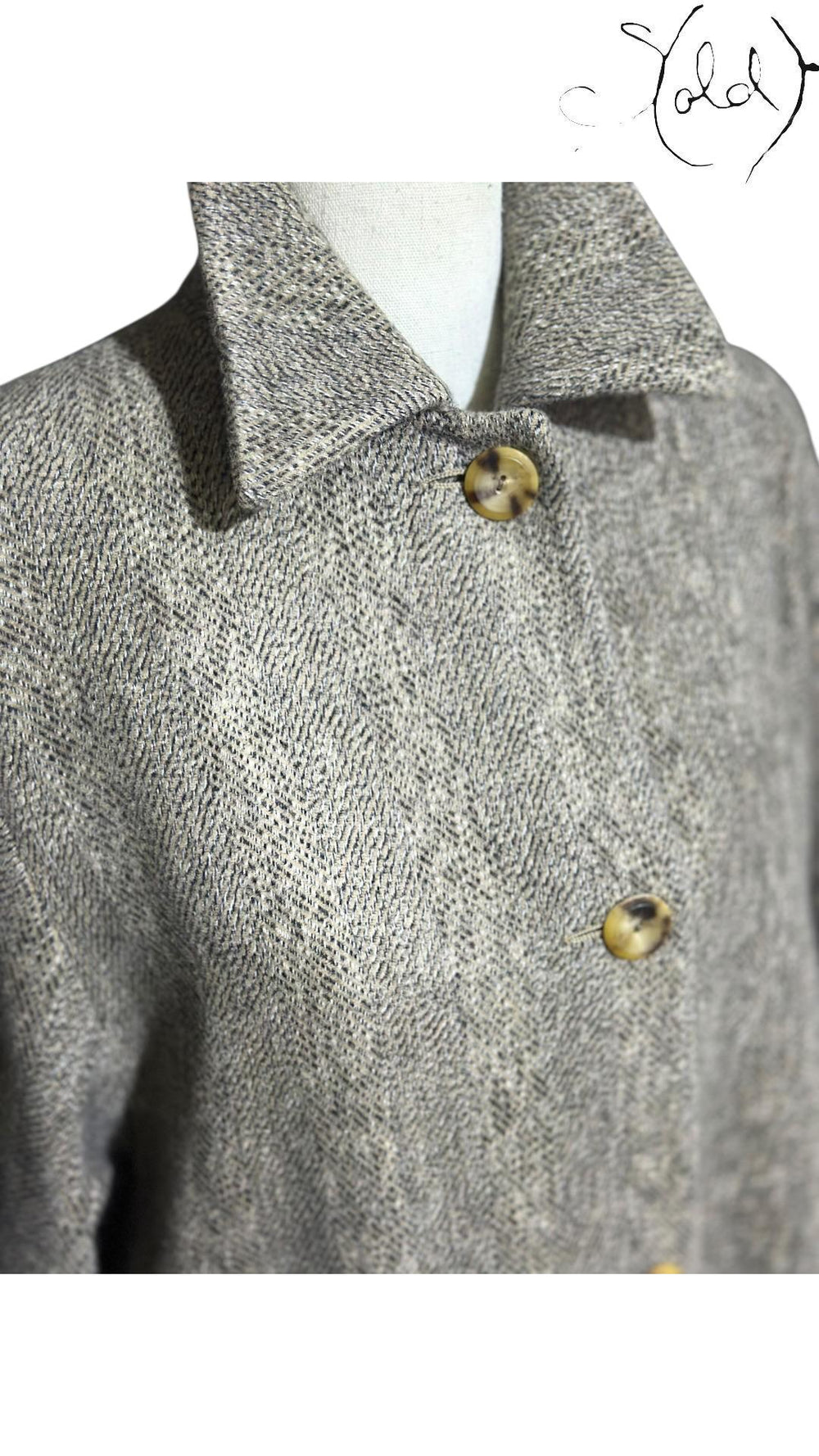 Max Mara Angora Wool Herringbone Coat Grey 2010s Size 40-44, Interior view | Sold Attire