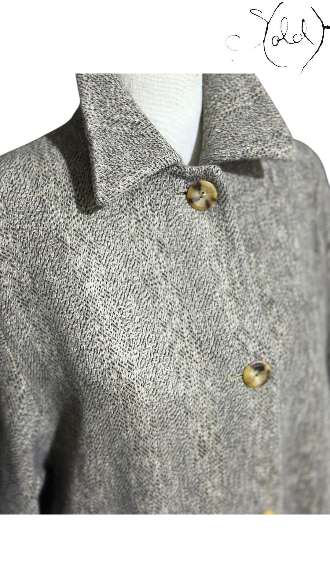 Max Mara Angora Wool Herringbone Coat Grey 2010s Size 40-44, Interior view | Sold Attire
