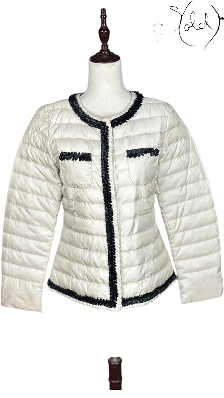 Max Mara Weekend Quilted Jacket Cream Black Trim 2000s, Authenticated Pre-Owned | Sold Attire