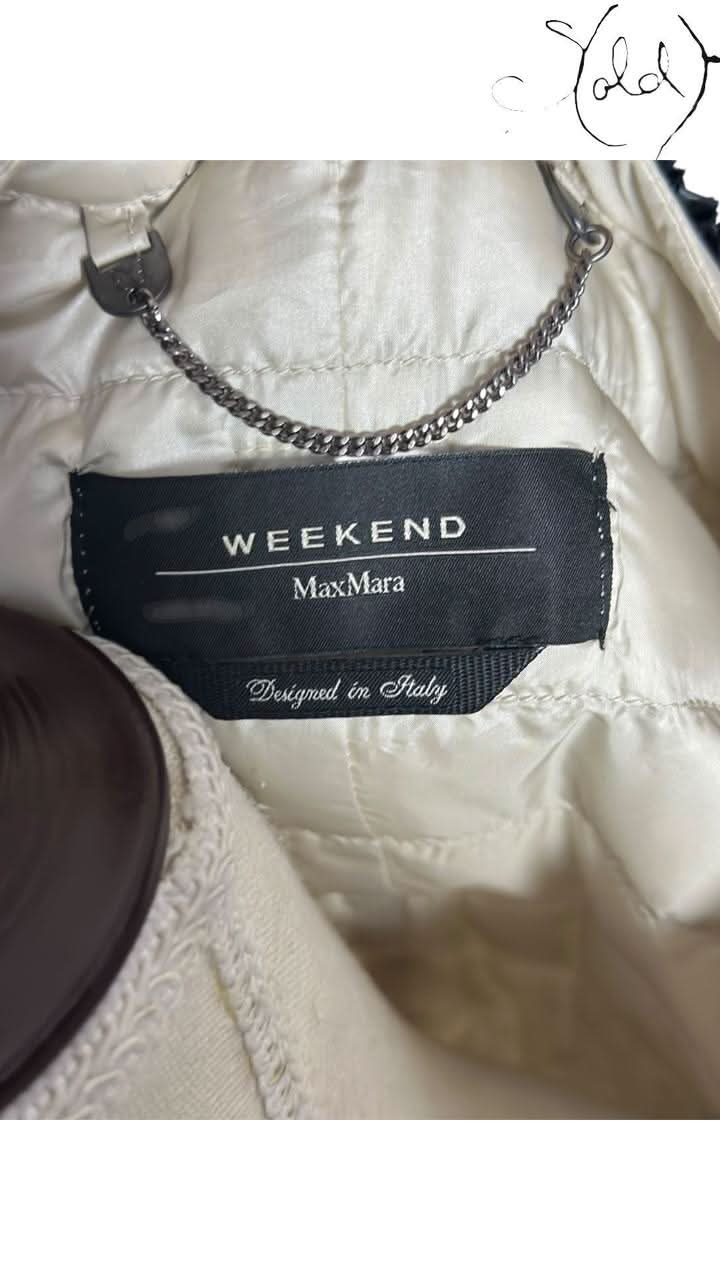 Max Mara Quilted Jacket variant_title Max Mara Weekend Quilted Jacket Cream Black Trim 2000s | Sold Attire